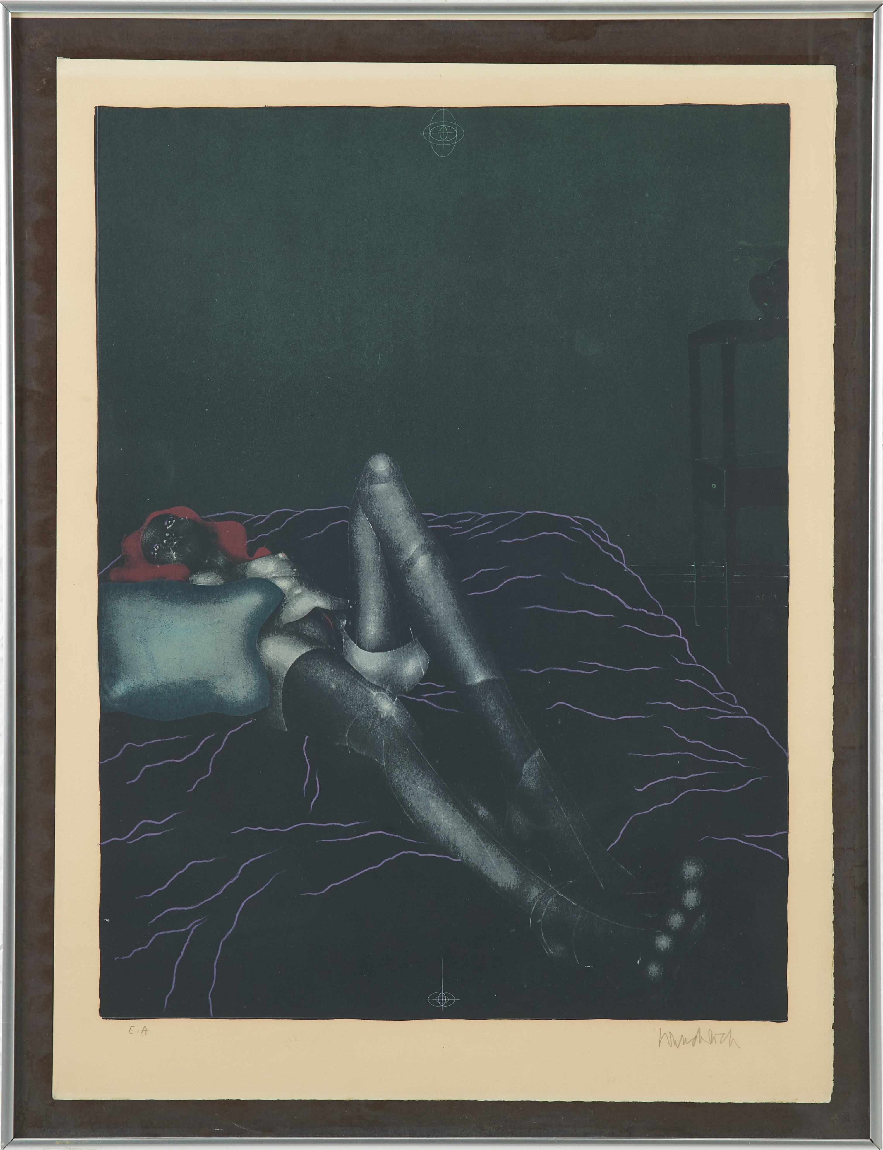 PAUL  WUNDERLICH. Figurkomposition, färglitografi, provtryck, signerad.