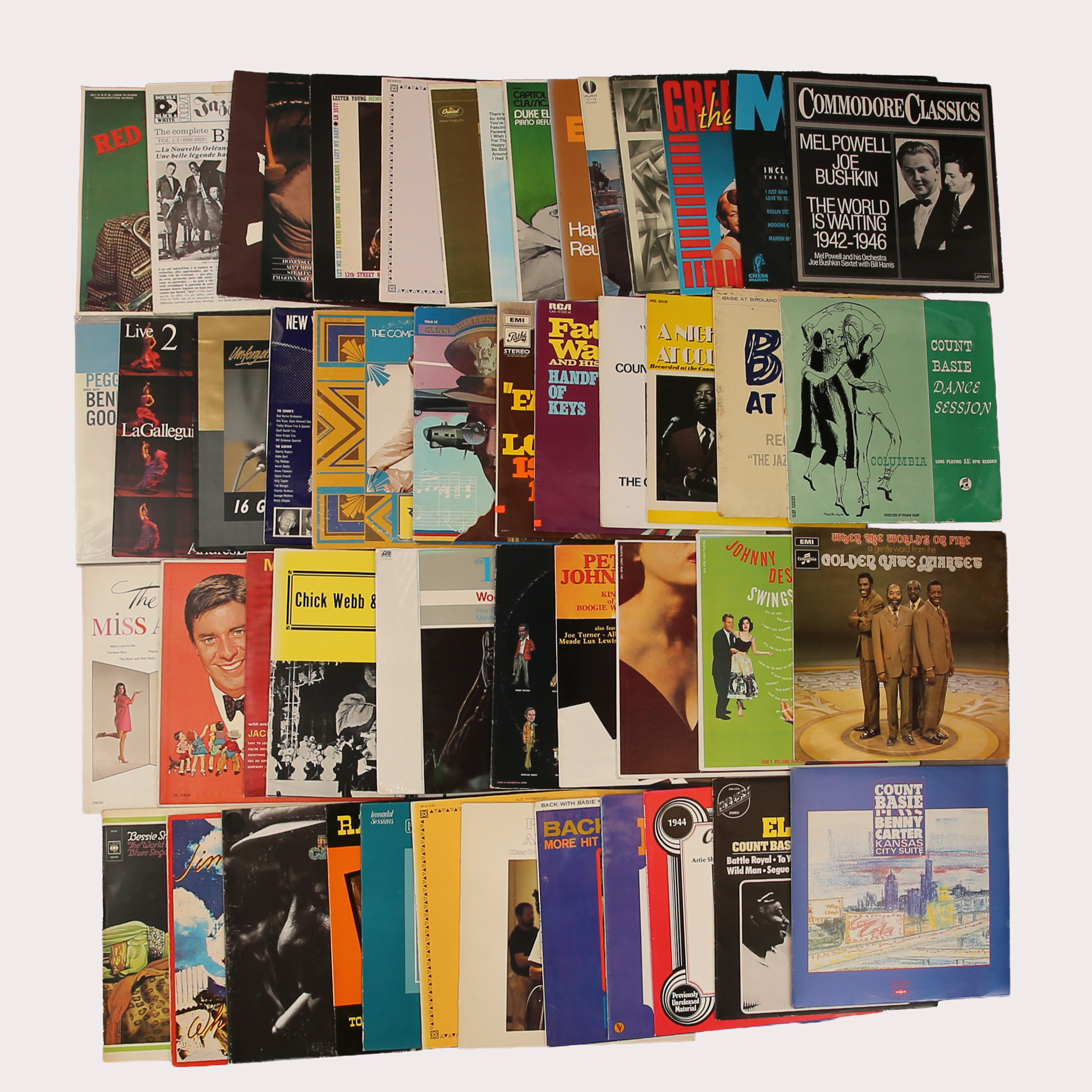 PARTI VINYL/LP skivor, jazz bla Nat King Cole, Duke Ellington, Putte Wickman, Glen Miller mfl, tot ca 50 st.