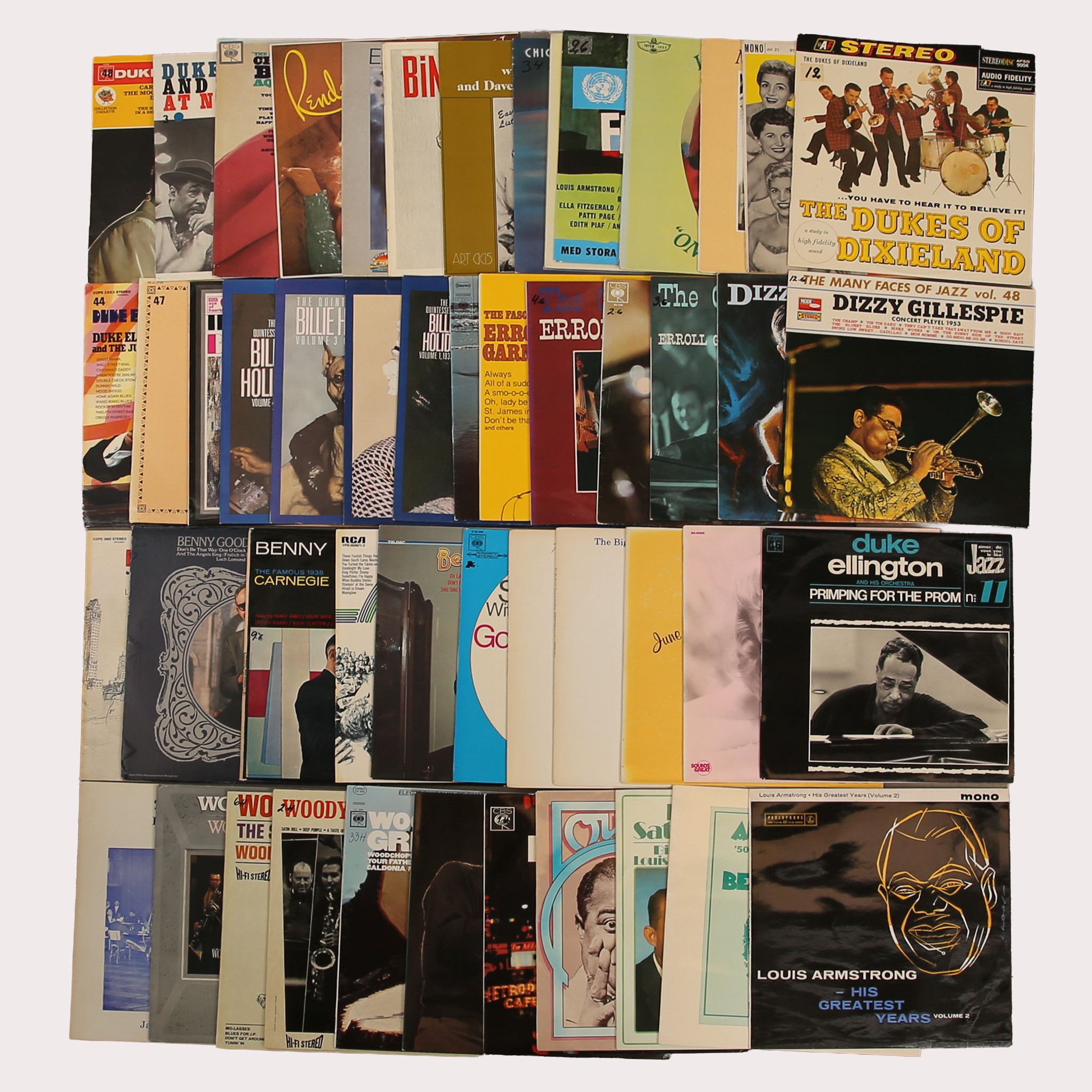 PARTI VINYL/LP skivor, jazz bla Woody Herman, Doris Day, Billie Holiday, Dizzy Gillespie mfl, tot ca 50 st.