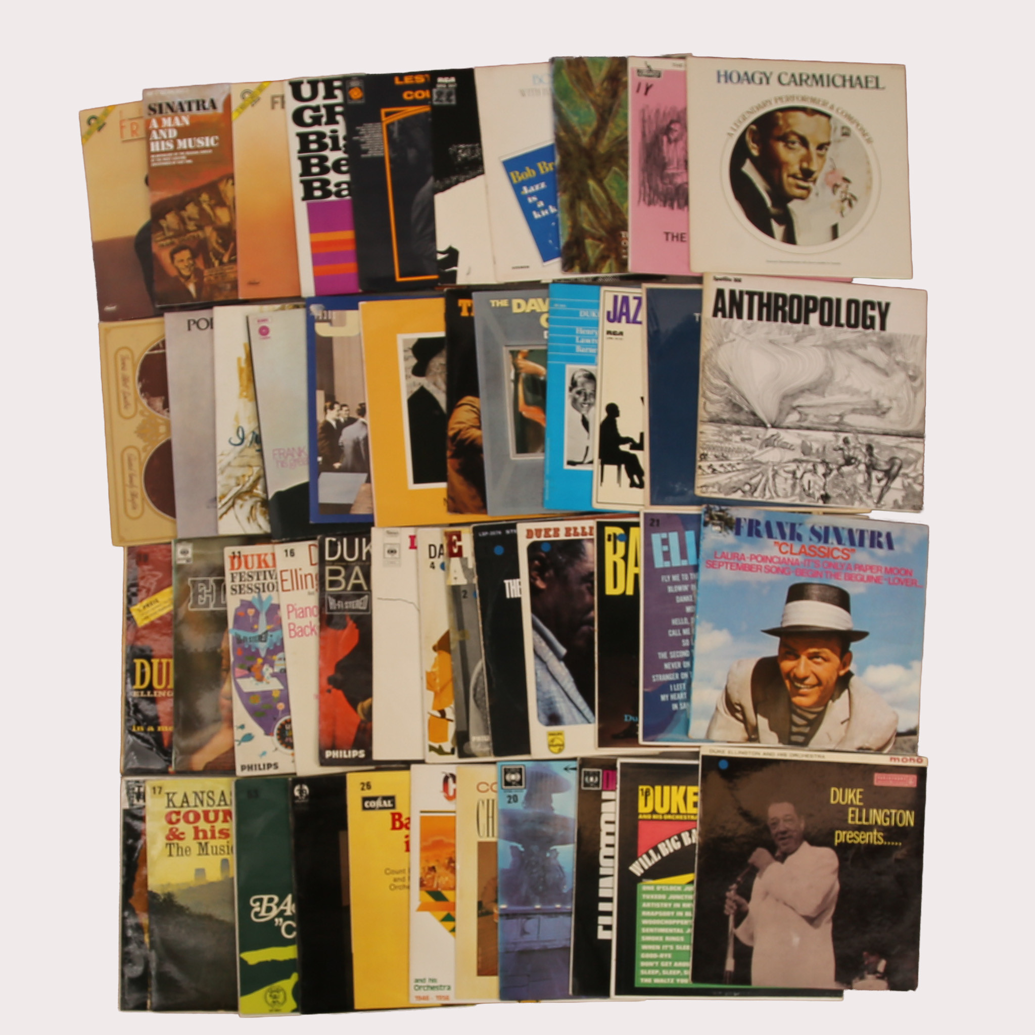 PARTI VINYL/LP skivor, jazz bla Count Basie, Duke Ellington, Frank Sinatra, Ray Charles mfl, tot ca 50 st.