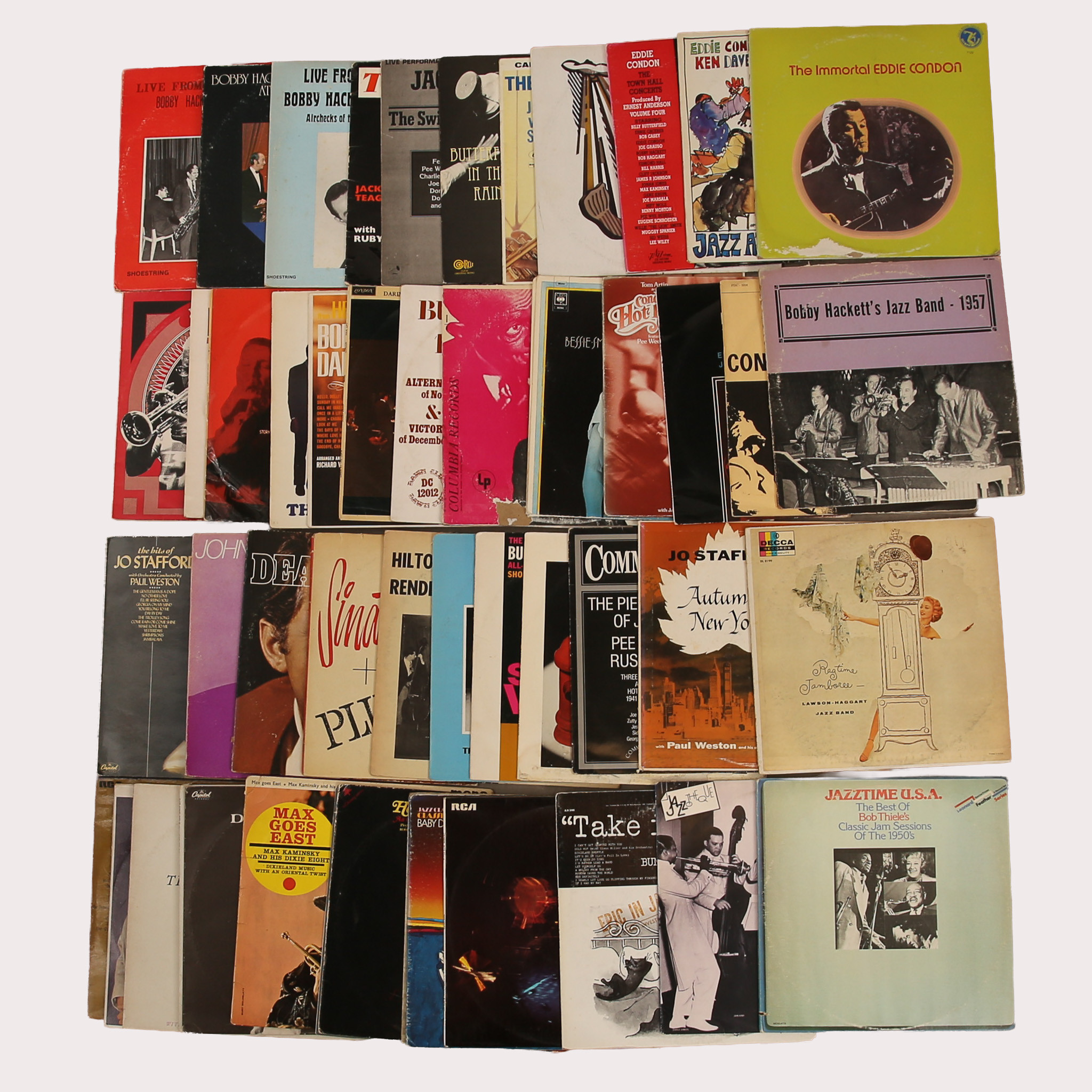 PARTI VINYL/LP skivor, jazz bla Jonah Jones, Eddie Condon, Bobby Hackett, Bobby Darin mfl, tot ca 50 st.
