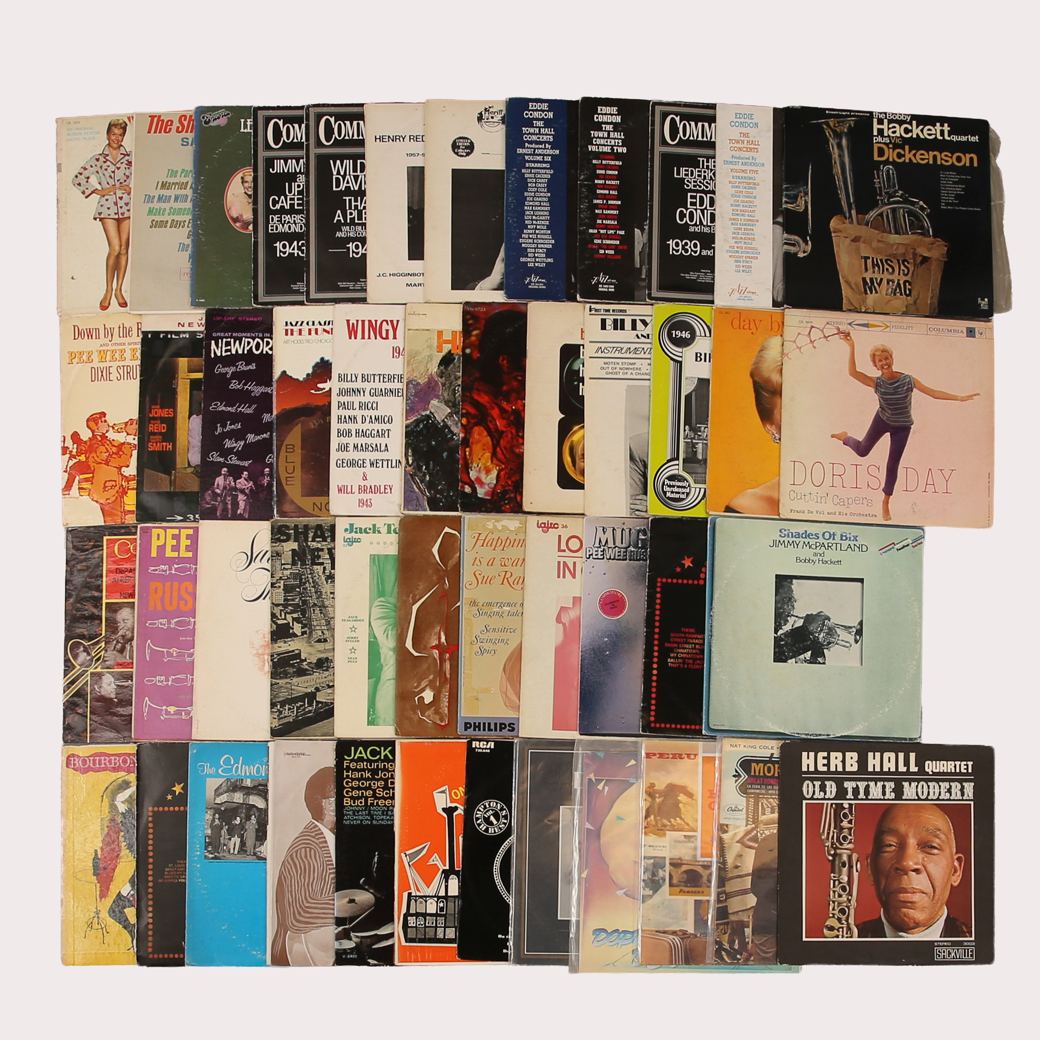 PARTI VINYL/LP skivor, jazz bla Eddie Condon, Doris Day, Bobby Hackett, Henry "Red" Alen mfl, tot ca 50 st.
