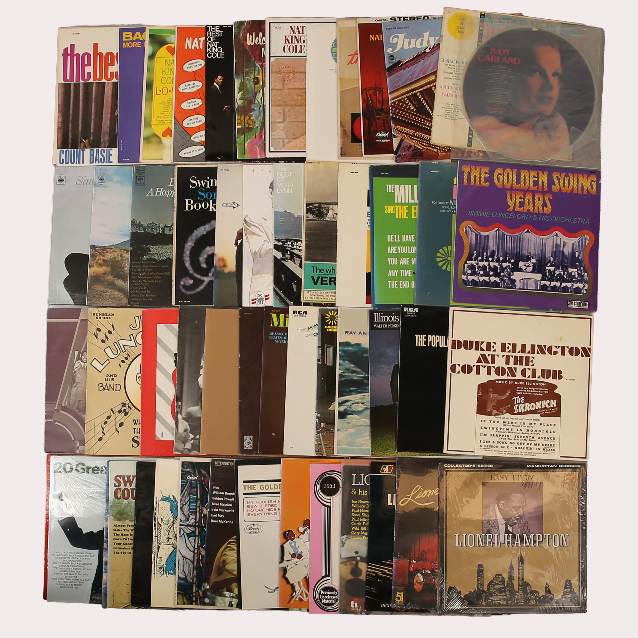 PARTI VINYL/LP skivor, jazz bla Count Basie, Duke Ellington, Barbara Streisand, Les Brown mfl, tot ca 50 st.