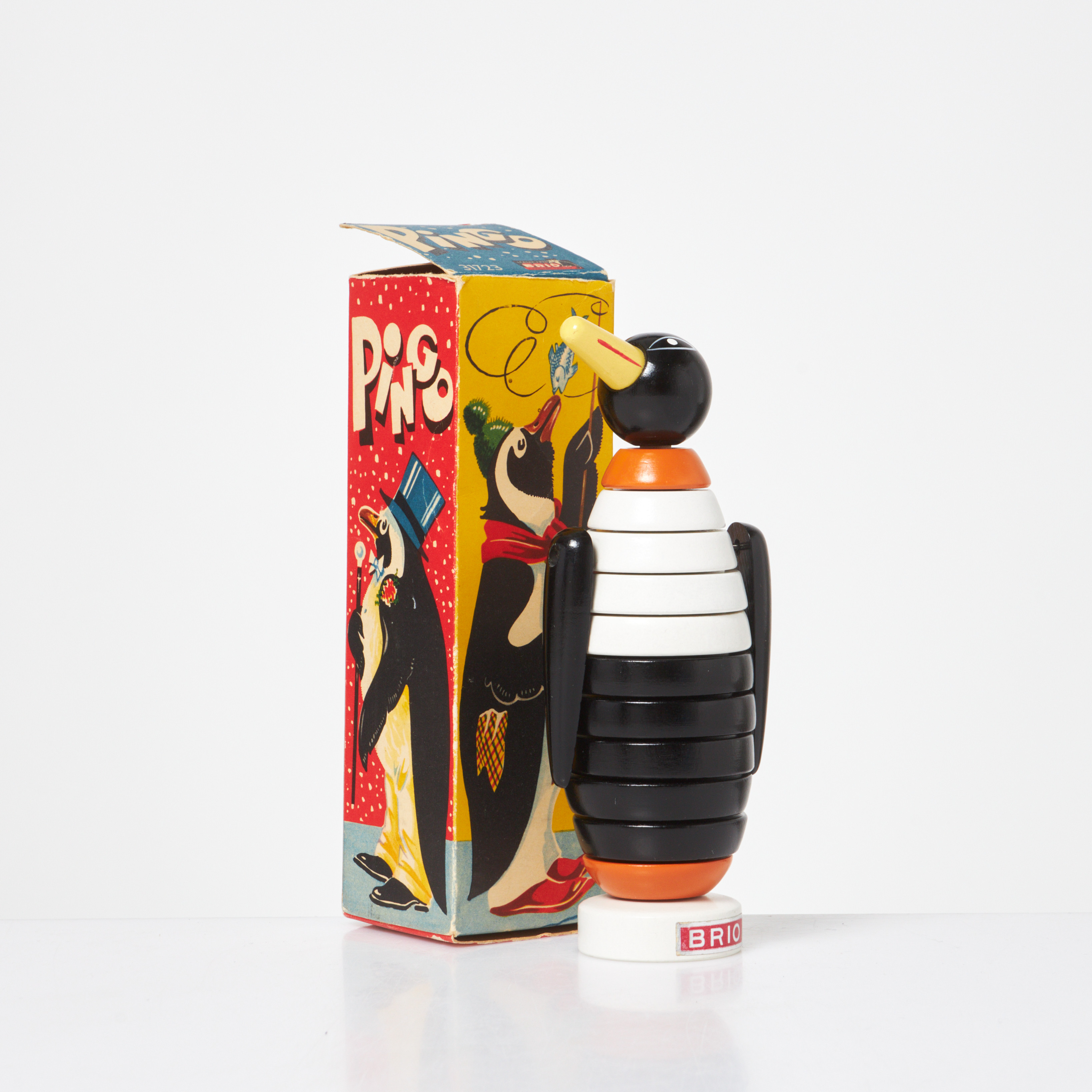 BRIO, "Percy", träleksak, Sverige, 1950-60-tal, etikettmärkt, pingvin.