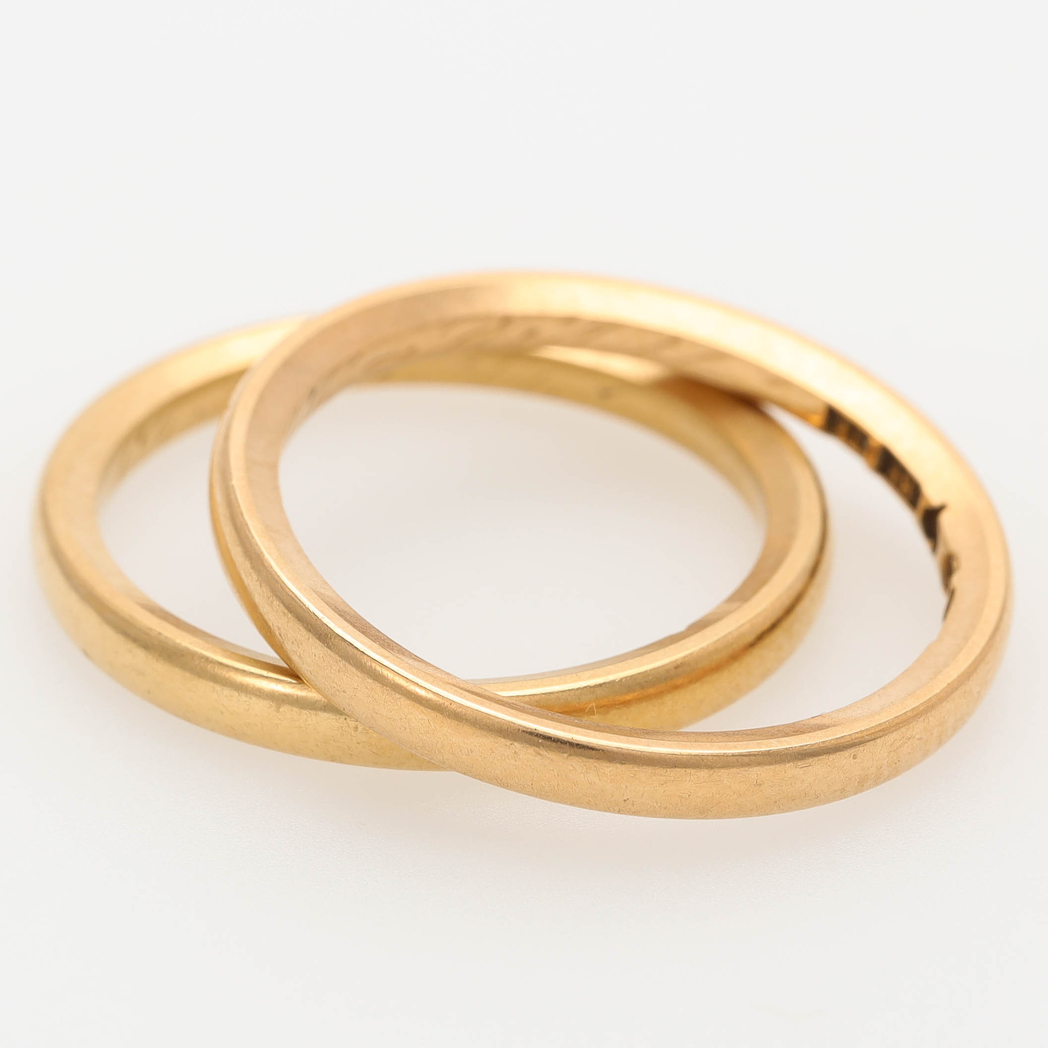 SLÄTA RINGAR, 2 st, 18 k guld, Göteborg 40-tal.