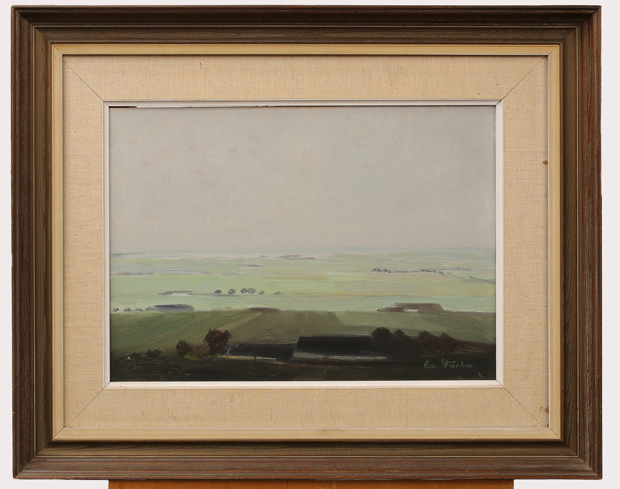 EVERT FÄRHM. Olja på pannå, landskapsmotiv, signerad Ev. Fährm.