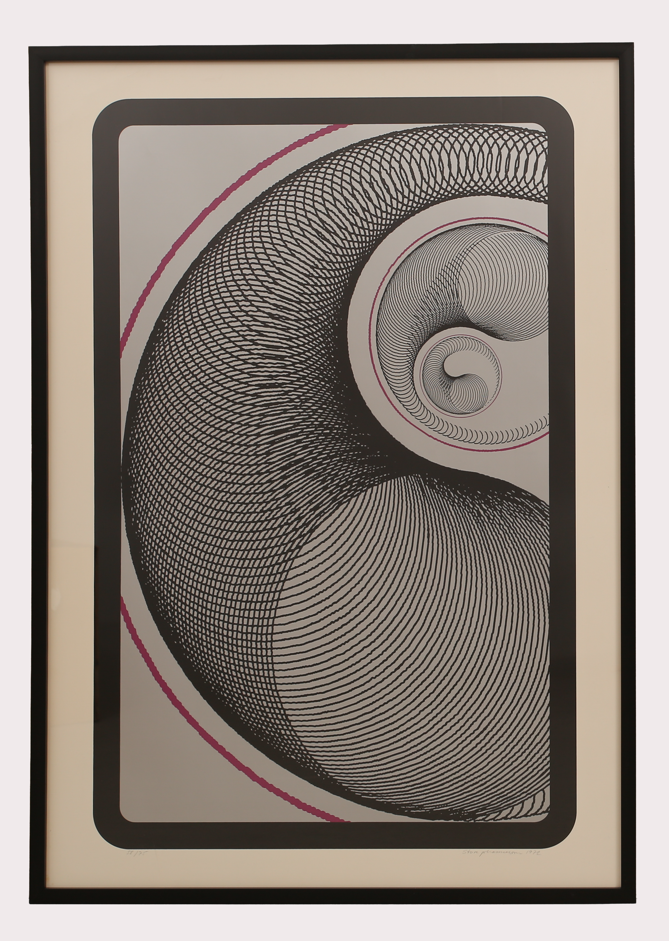 STURE JOHANNESSON. Färglitografi, komposition, signerad, daterad 1973.