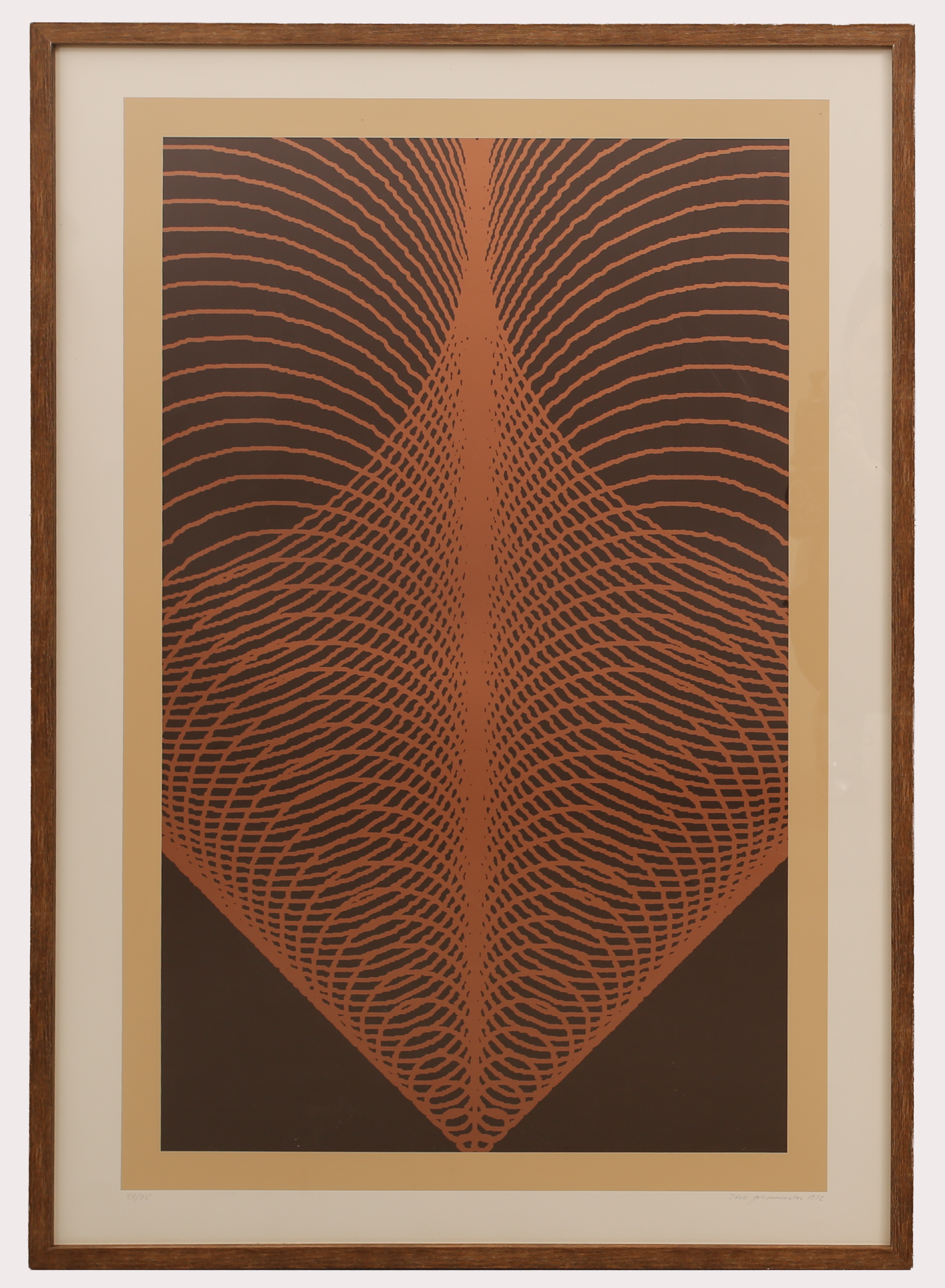 STURE JOHANNESSON. Litografi, komposition, signerad, daterad 1973, brun/beige.