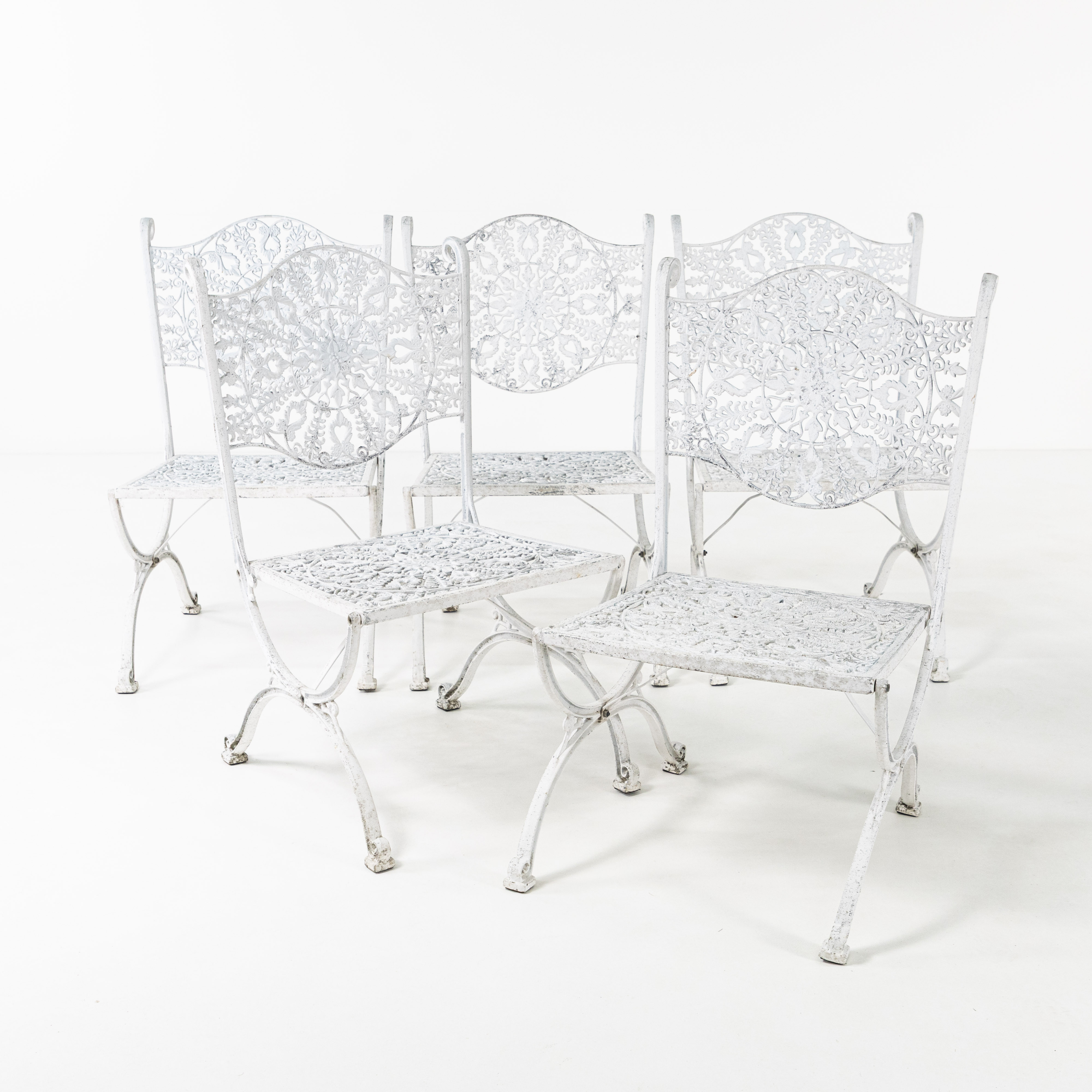 TRÄDGÅRDSSTOLAR. 5 st, lättmetall, 1900-tal.