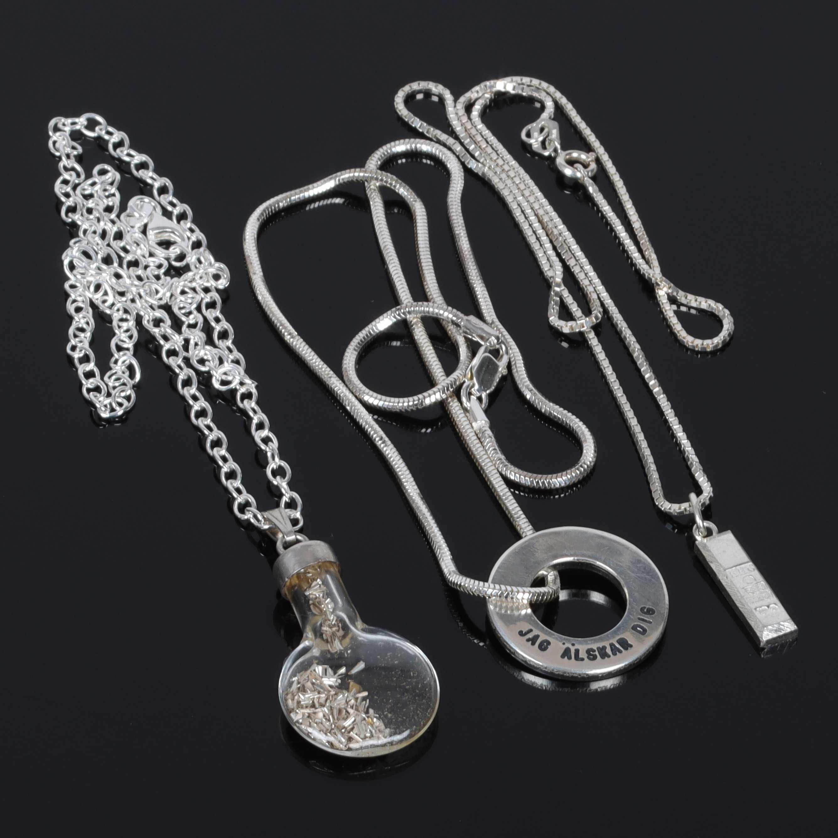 HÄNGEN, 3 st, sterlingsilver, Bröderna Hedens Guldsmeds AB, Stockholm, 1984.