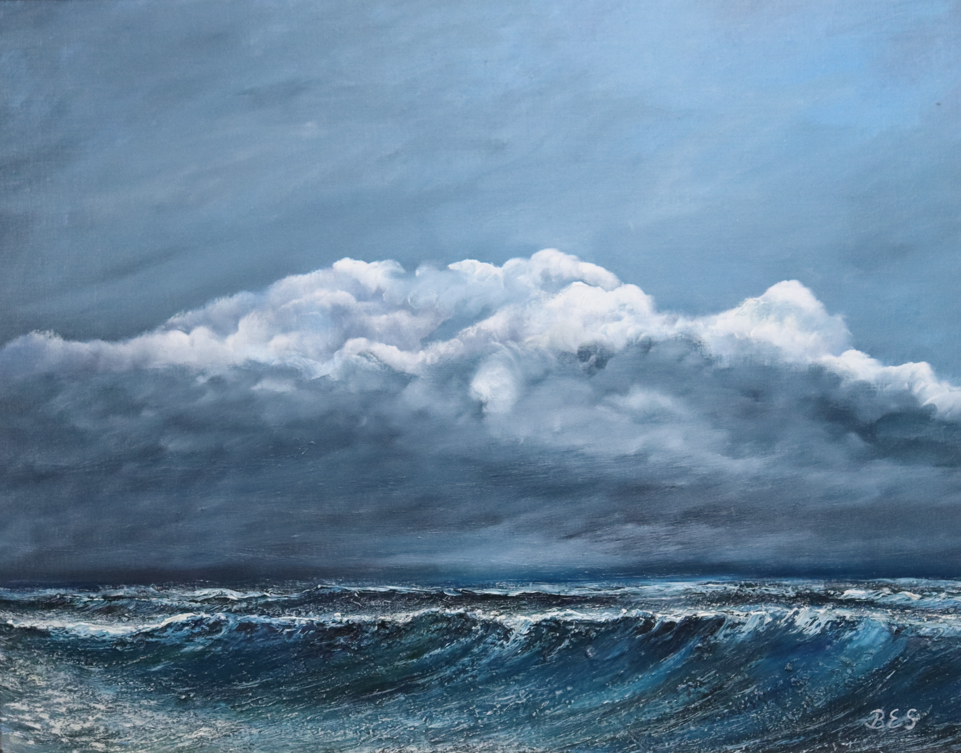 BRITT EK SVENSSON. olja på duk, stormigt hav.