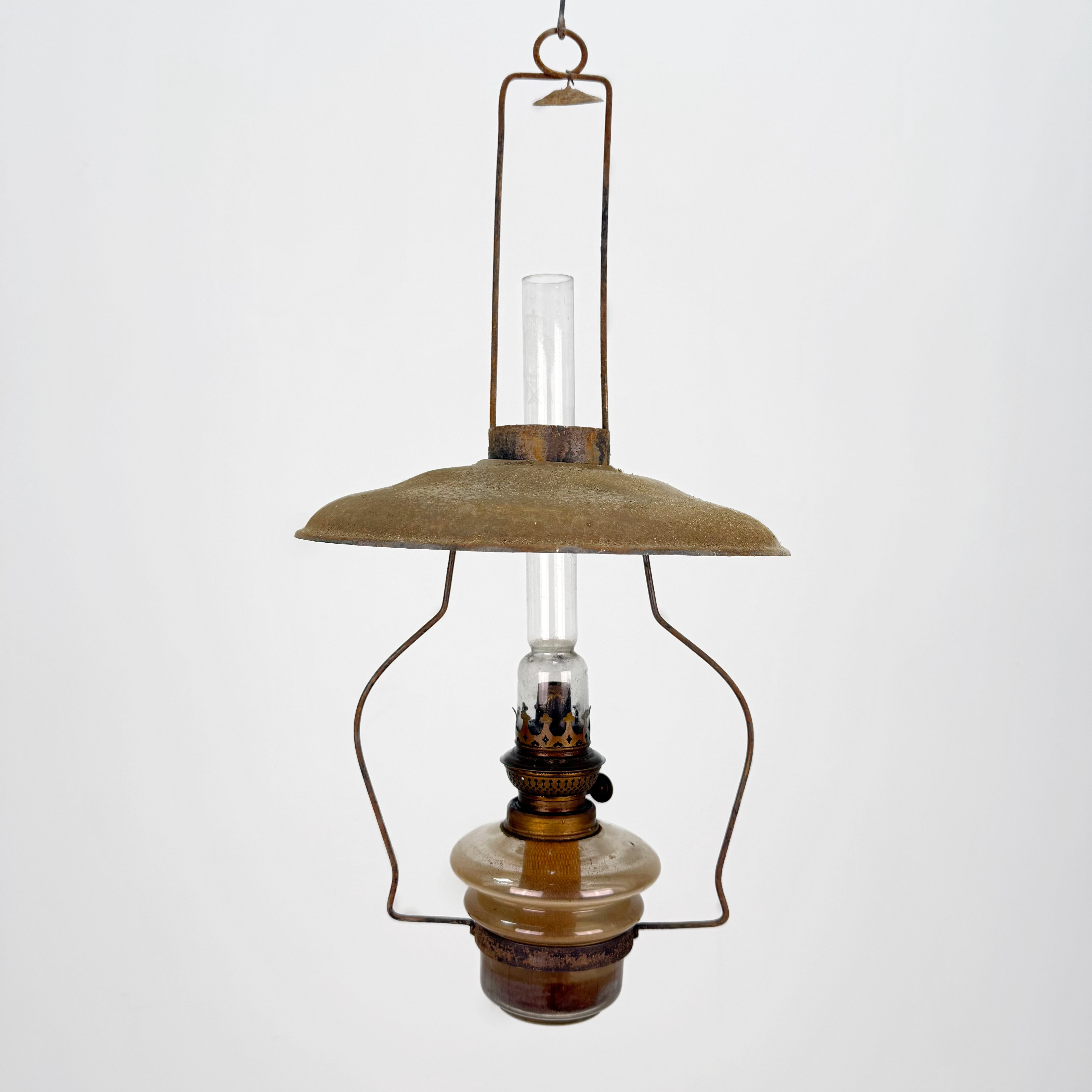 TAKFOTOGENLAMPA, glas, metall och mässing, 1800/1900 tal.