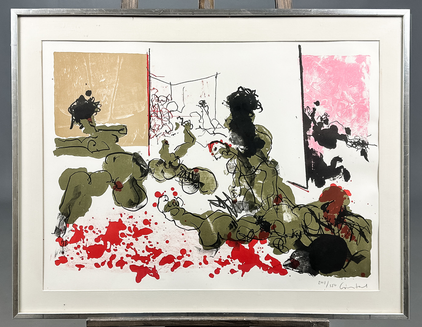 CONSTANT ANTON NIEUWNHUYS. FÄRGLITOGRAFI, "Interiörscen", signerad, numrerad.