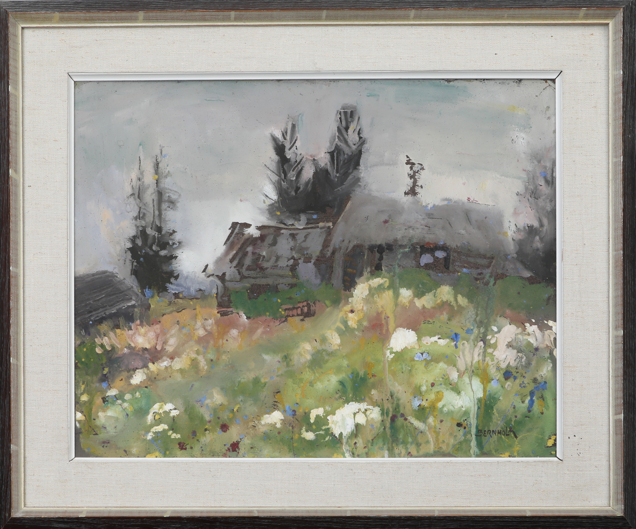 SIGURD BERNHOLM. Olja på pannå , signerad.