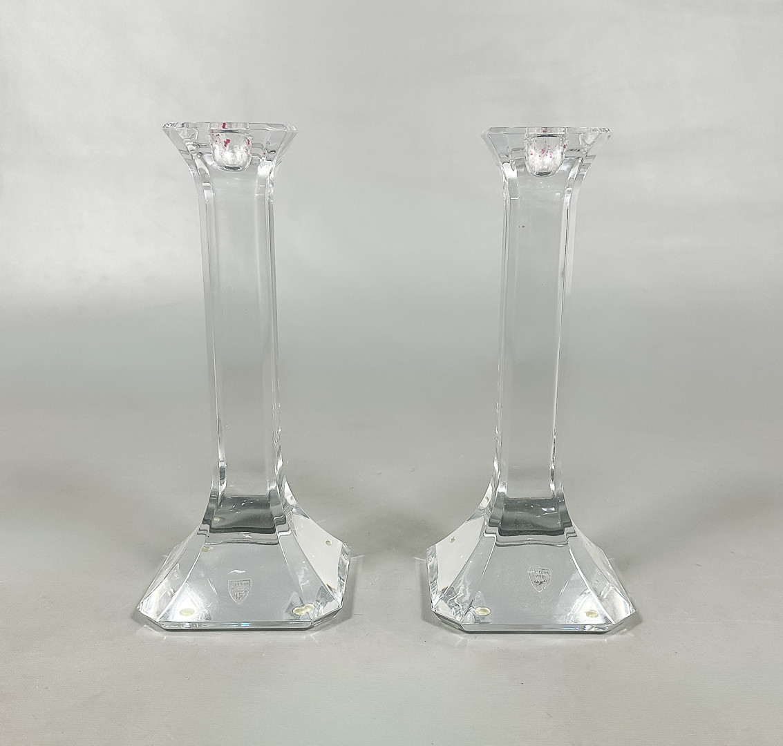 OLLE ALBERIUS. LJUSSTAKAR, ett par, glas, "Regina", Orrefors.