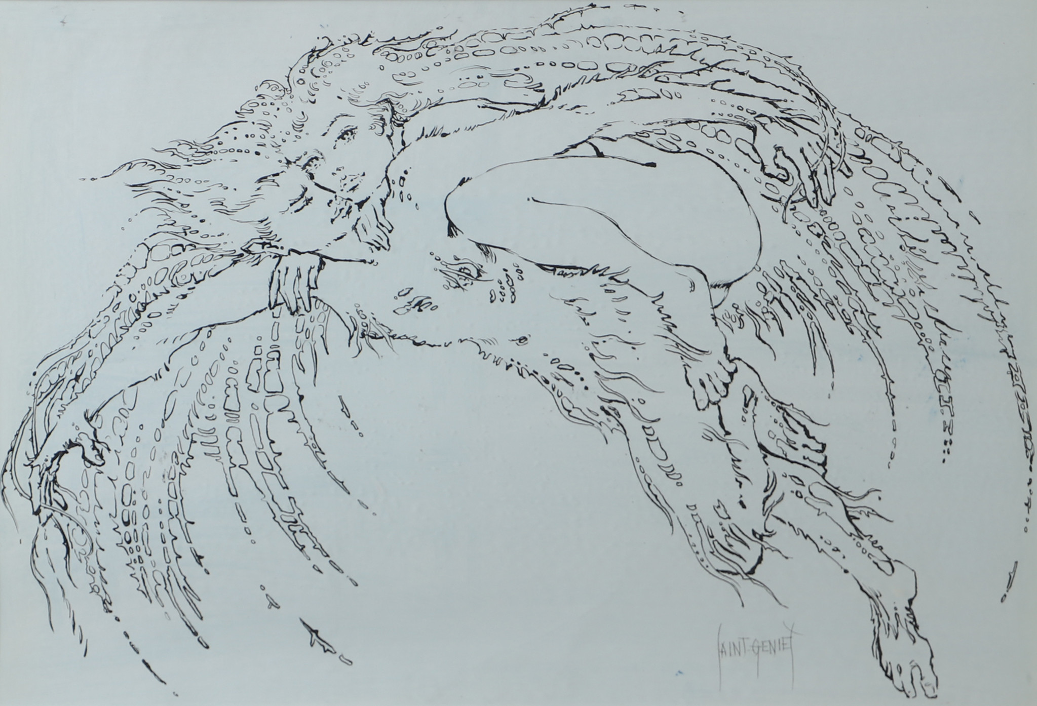 FRANCIS DE LASSUS SAINT-GENIES. EFTER. Förälskat par, grafiskt blad, signerad i trycket.