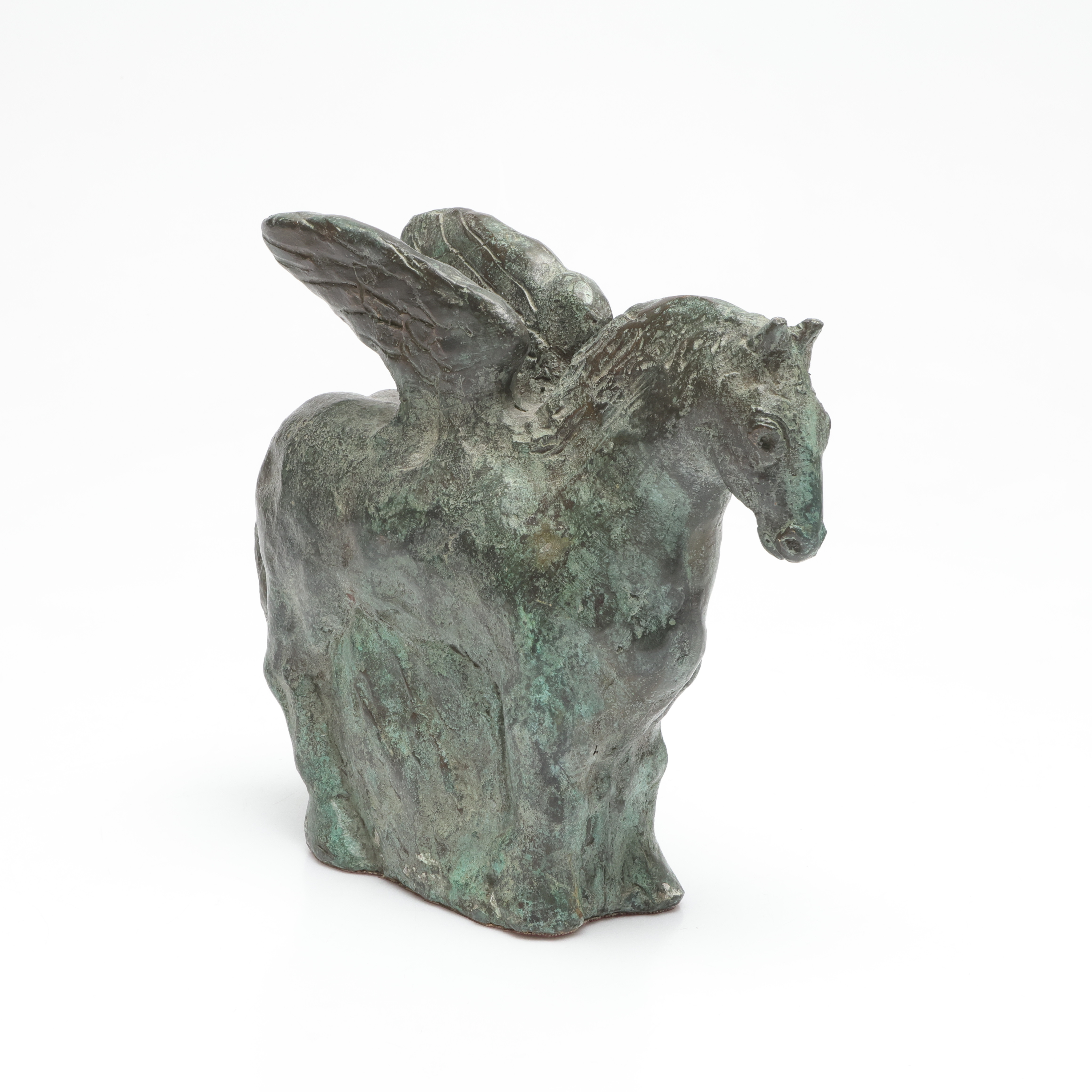 HENRIK ALLERT. skulptur, patinerad brons, bevingad häst, monogramsignerad.