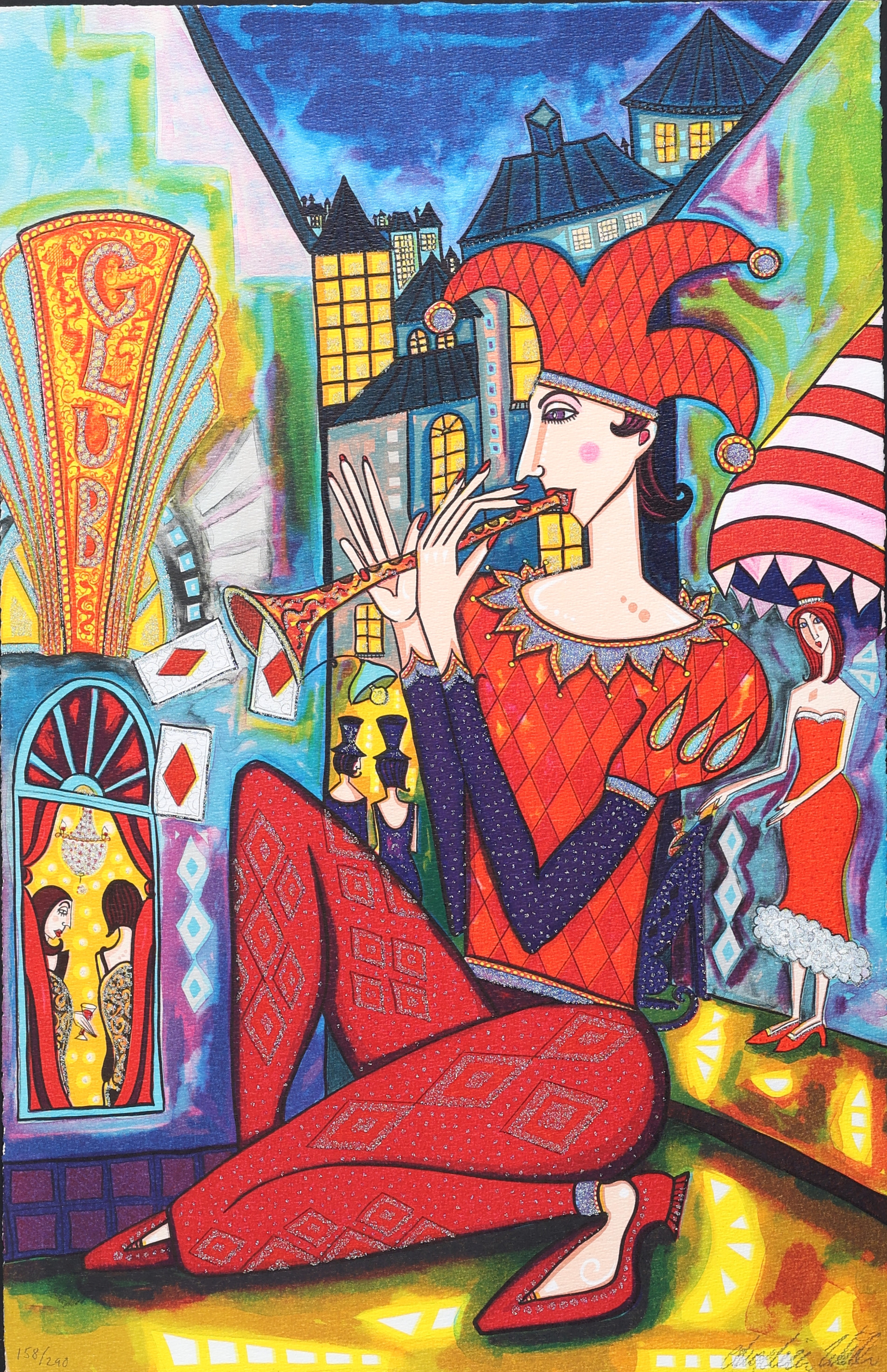 ANGELICA WIJK. Litografi, "Ruter Knekt", signerad, numrerad 158/290.