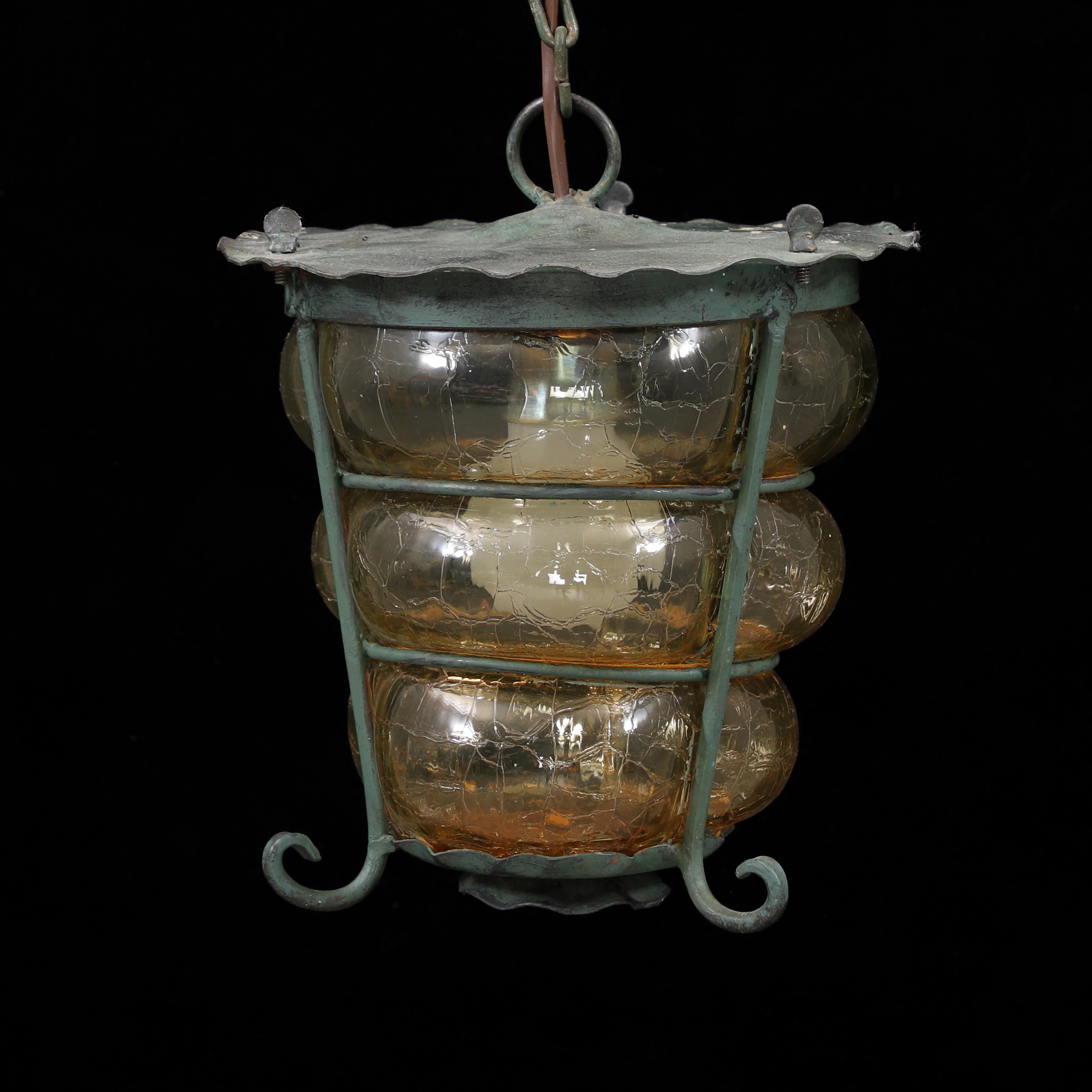 TAKLAMPA, smide/glas, 1900-talets mitt.