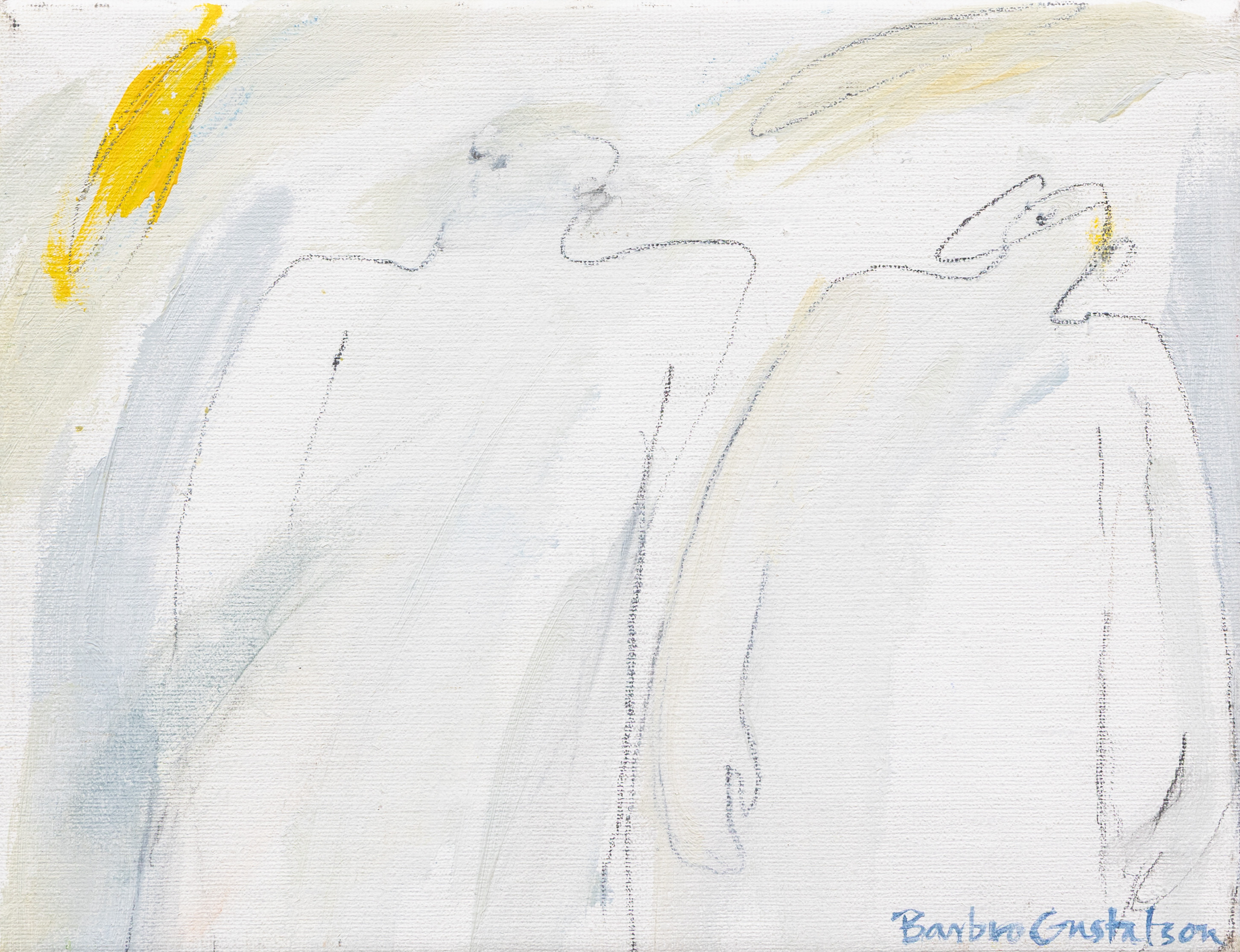 BARBRO GUSTAFSON (1936-2021). Två figurer, olja på duk, signerad.