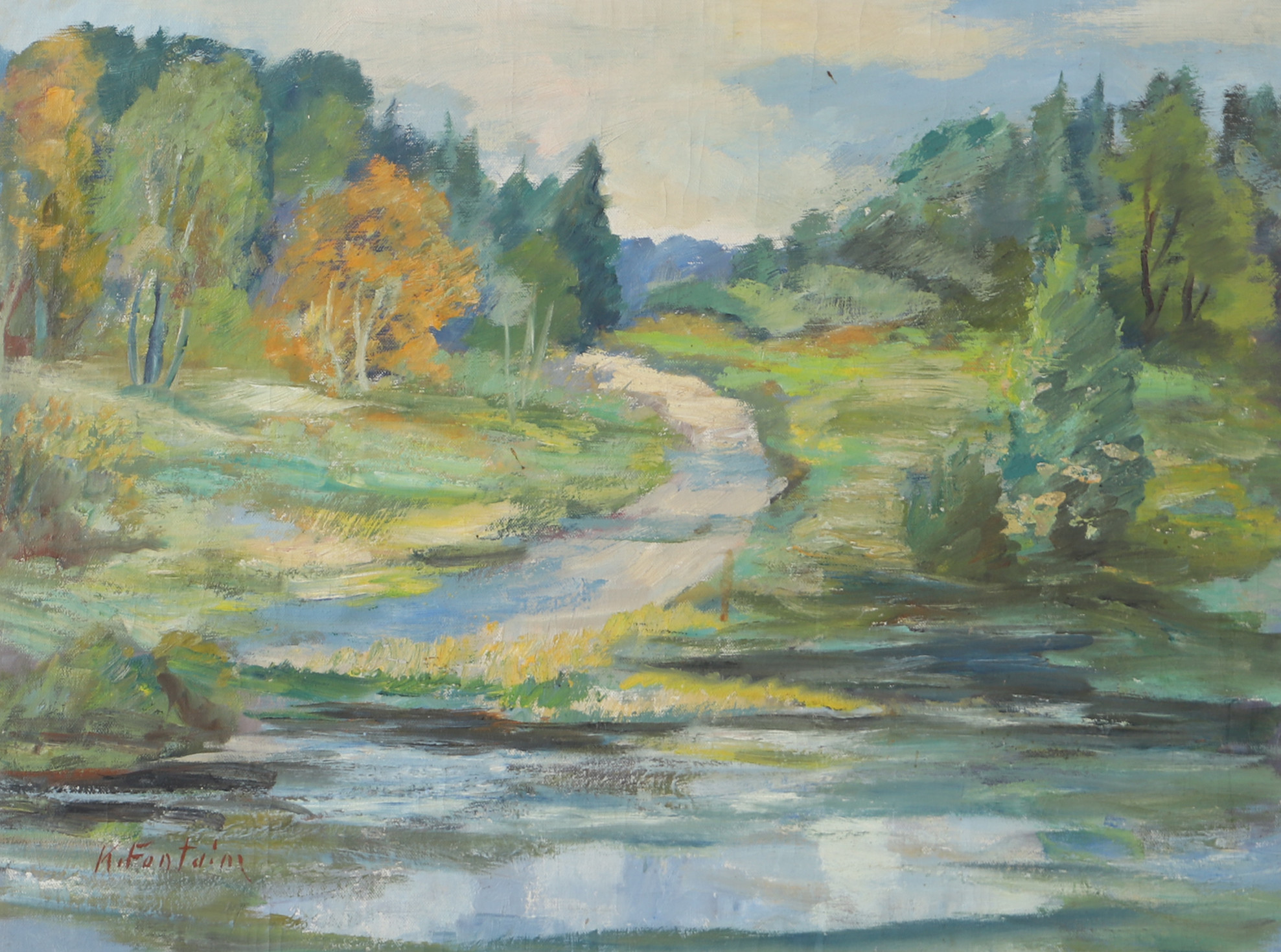 KATARINA FONTAINE. Landskap, olja på duk, signerad K. Fontaine.