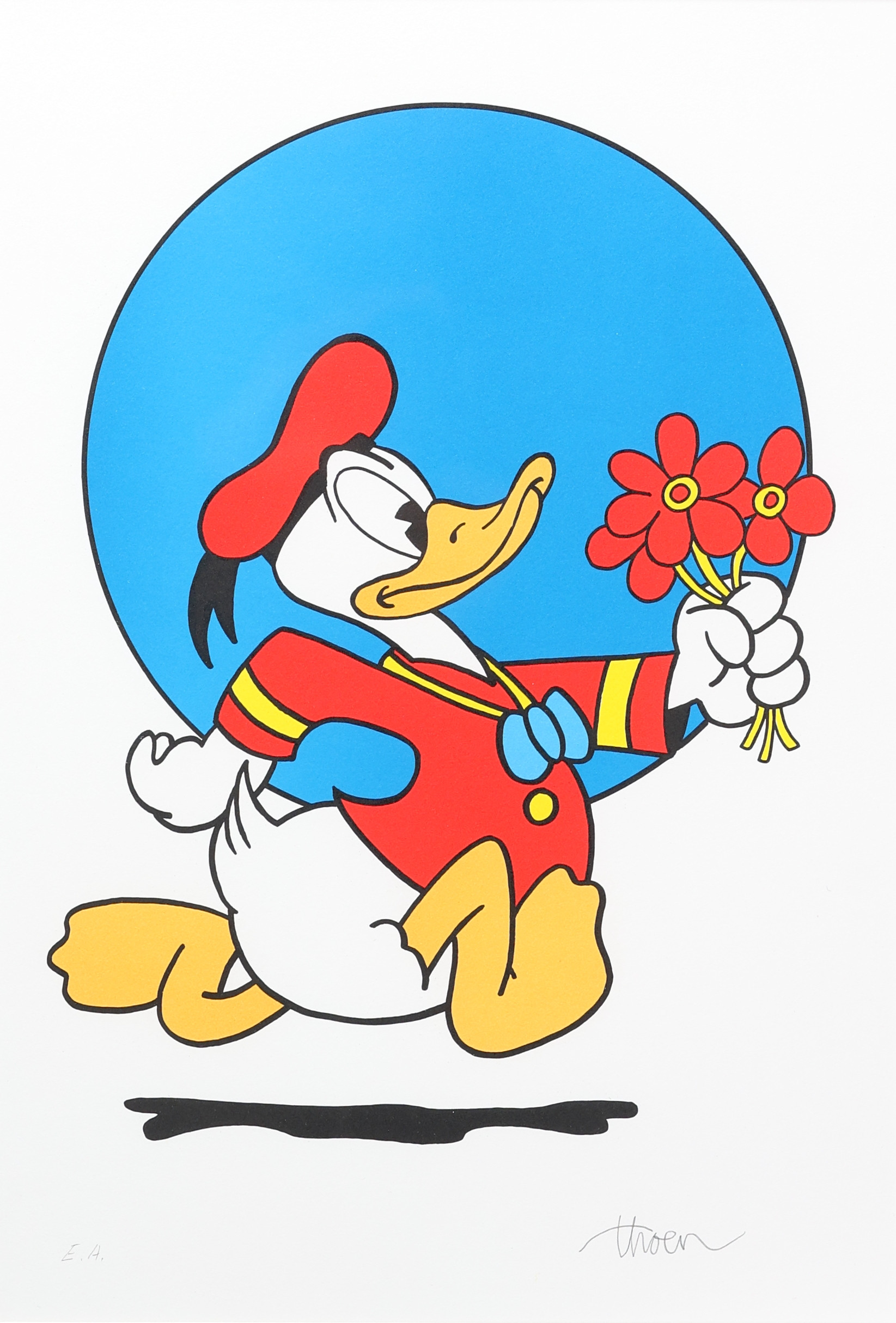 PETTER THOEN. Färglitografi, "Donald in red", signerad, EA.