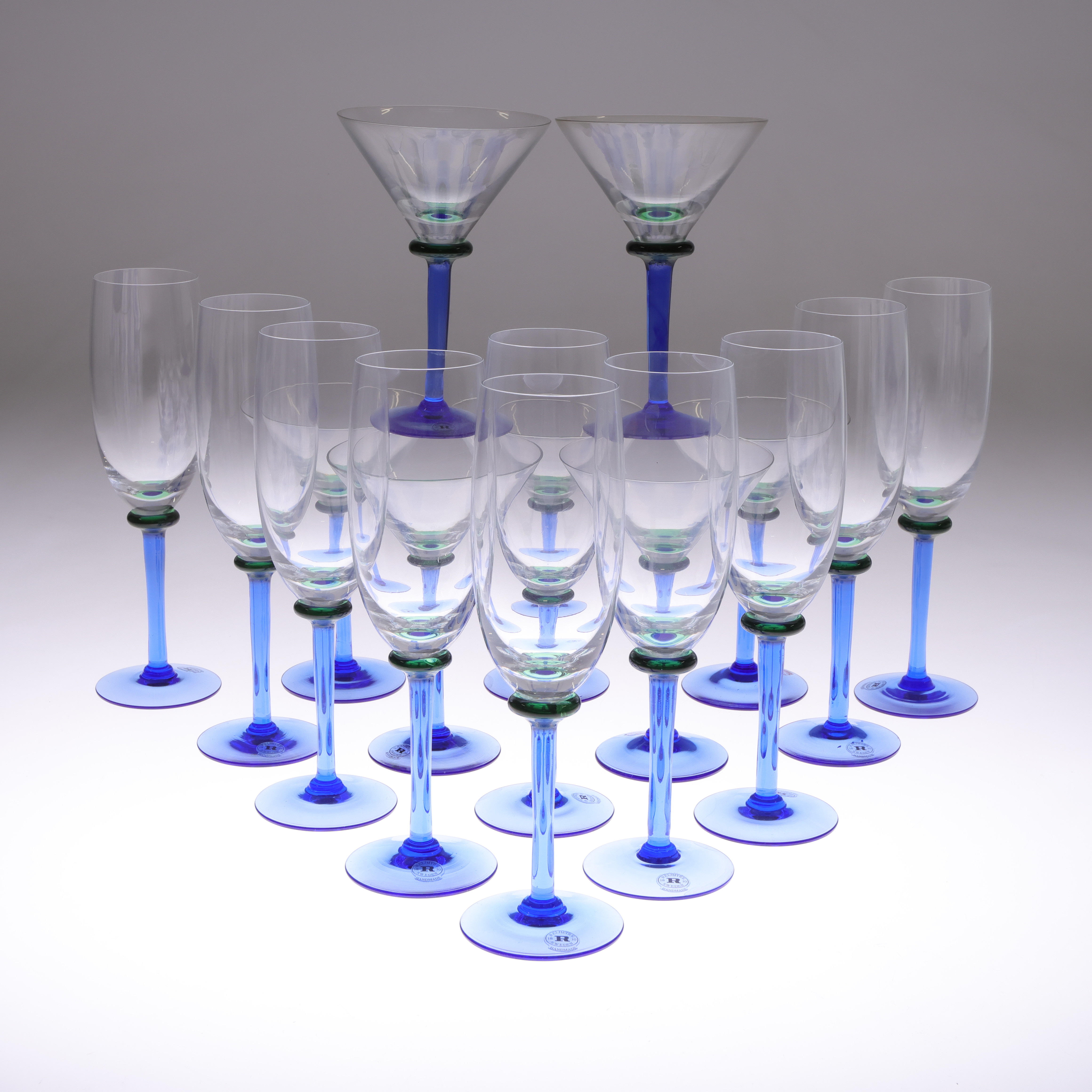 CHAMPANGEGLAS samt COCKTAILGLAS, 10+7 stycken, "Nova", Reijmyre.