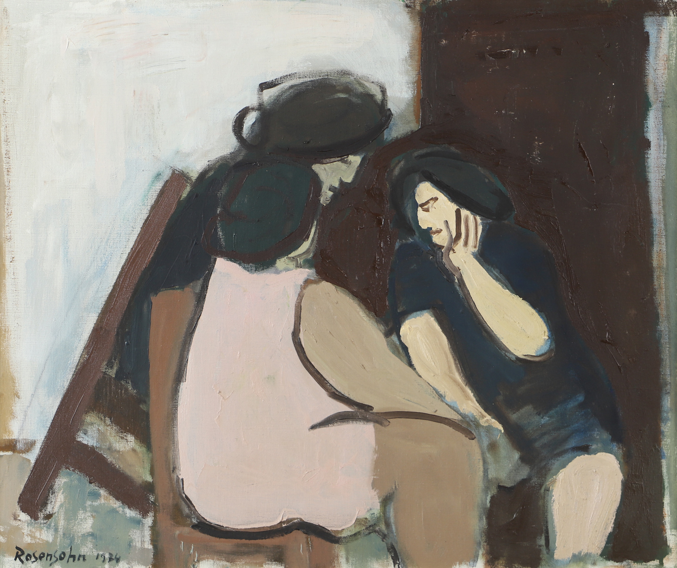 LENNART ROSNESOHN. Samtal, olja på duk, signerad Rosensohn.