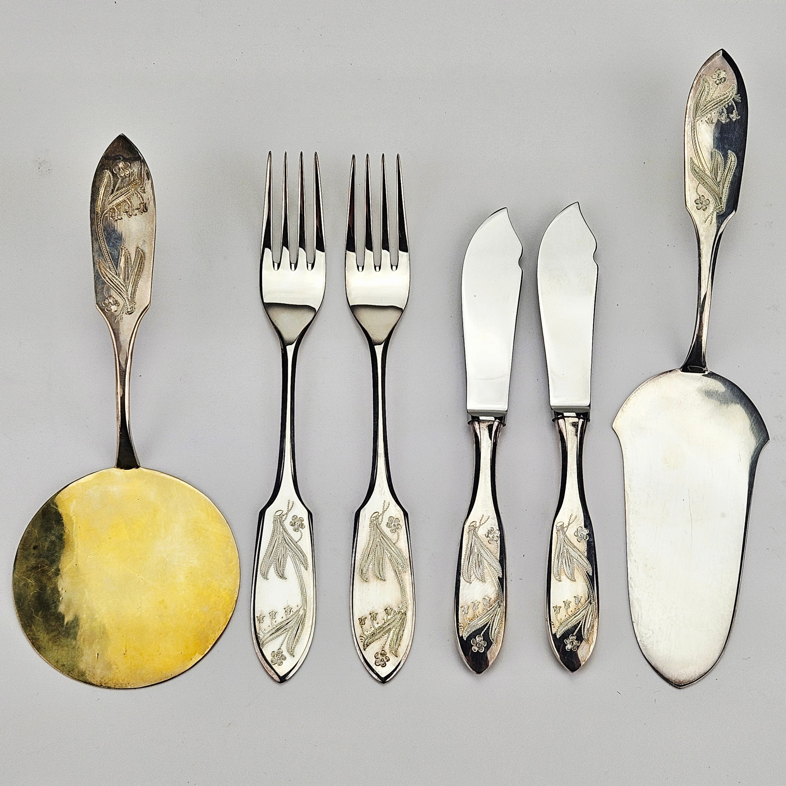 BESTICK, 6 delar, silver, Mema och LBÅ, total vikt ca. 278 gram.