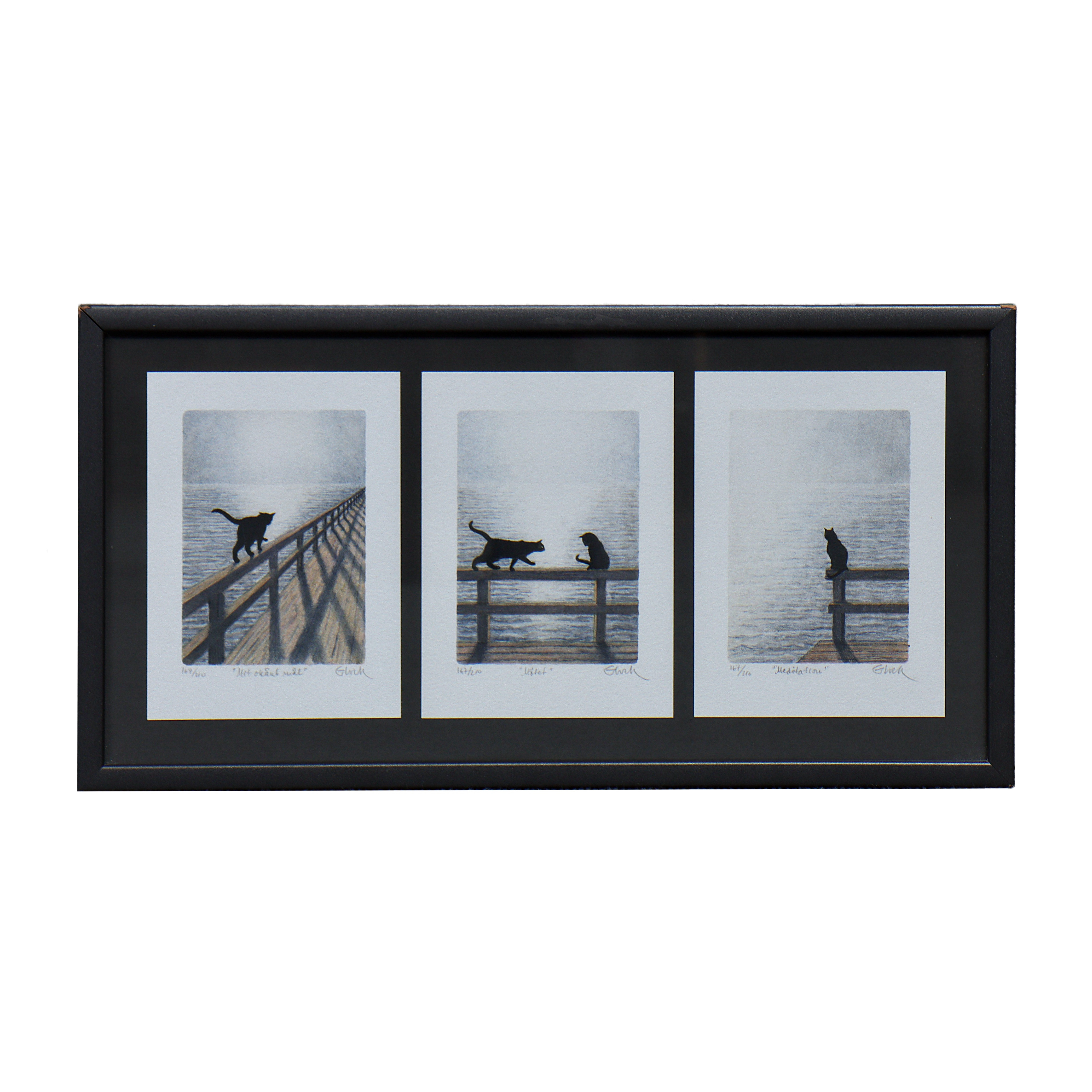 JONAS GLOCK (TRIPTYK) 3 FÄRGLITOGRAFIER, "MOT OKÄNT MÅL" 167/210, "MÖTET" 167/210, "MEDITATION" 167/210, SIGNERADE.