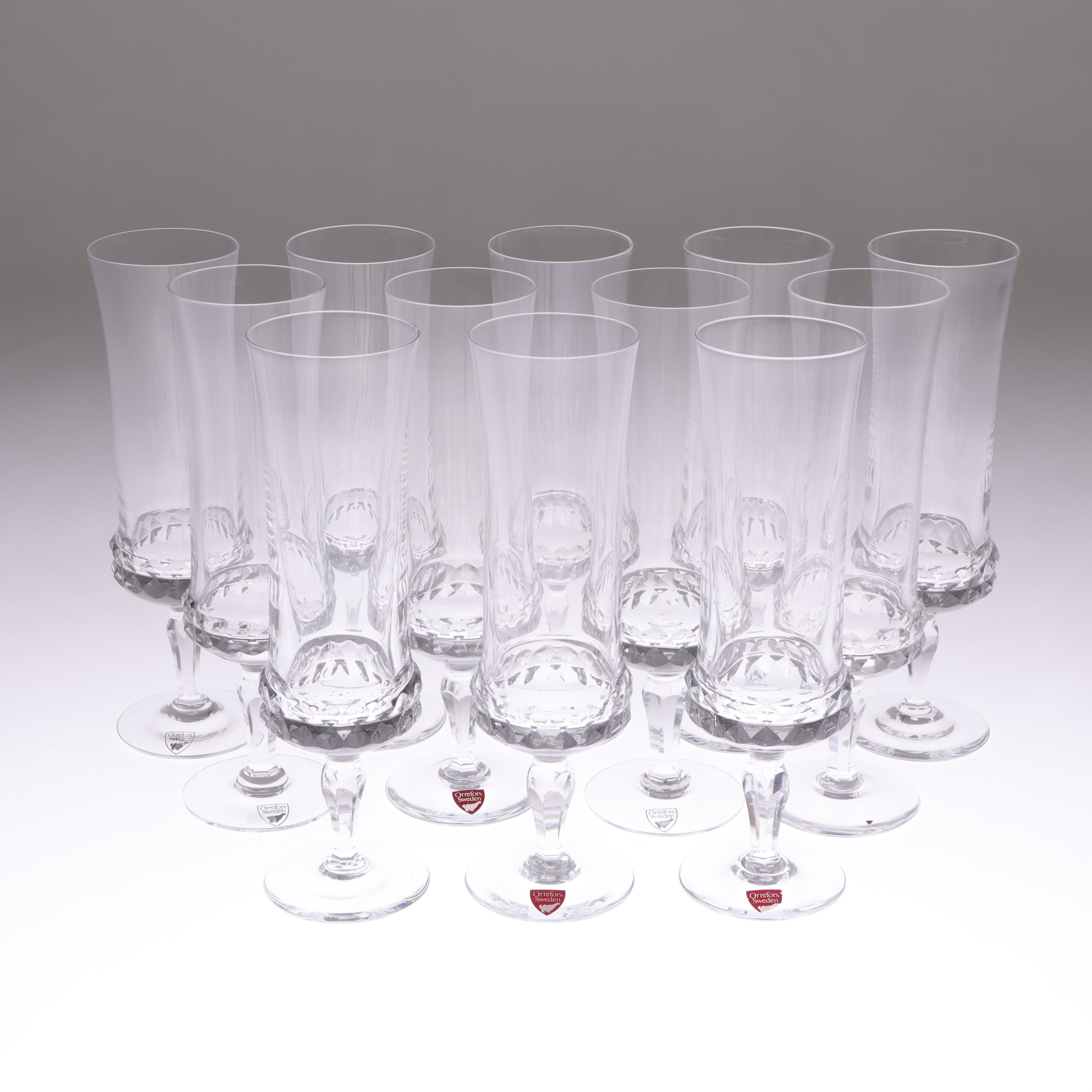 INGEBORG LUNDIN. Champagneglas, 12 st, "Silvia", Orrefors.