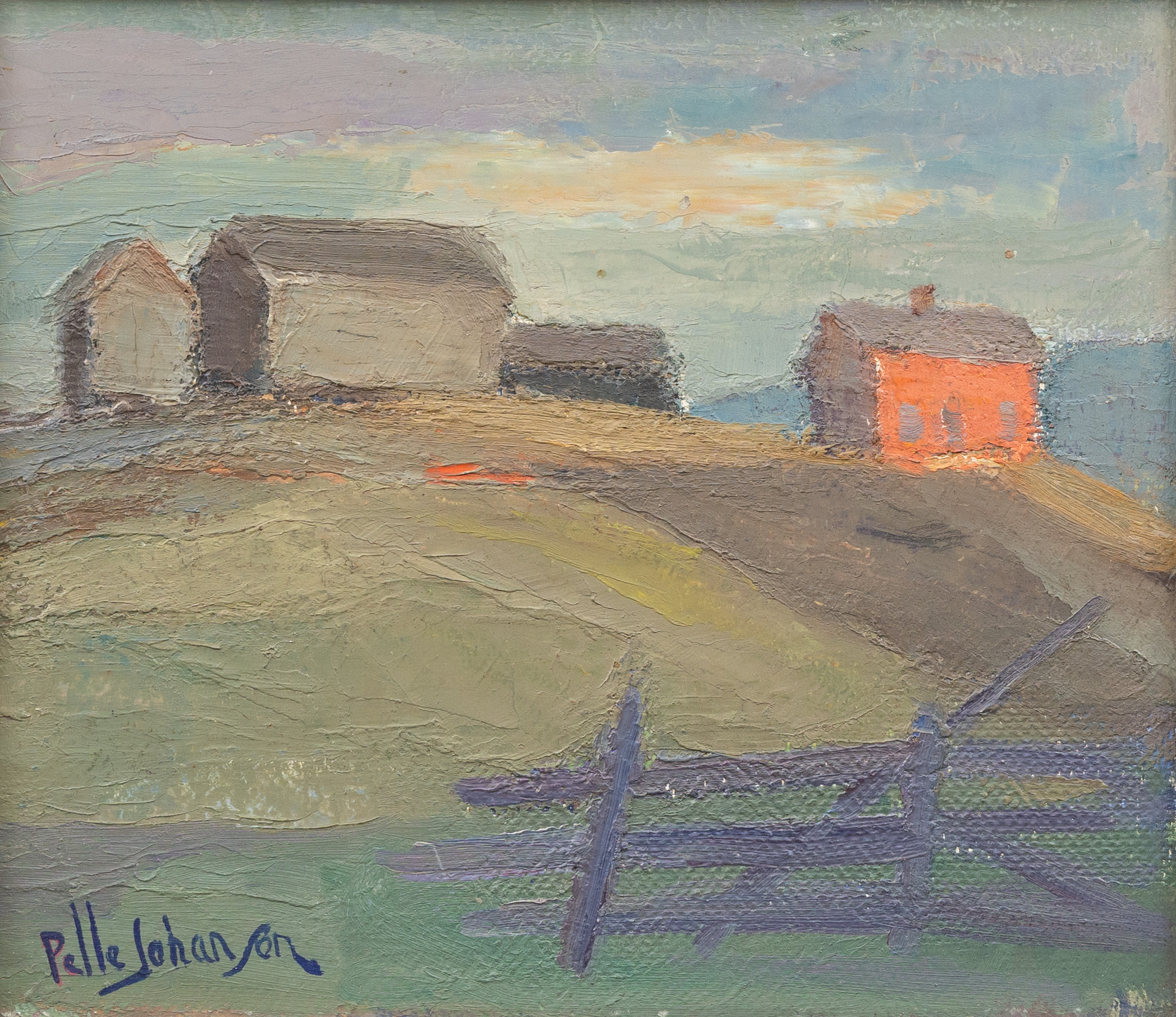 PELLE JOHANSSON (1901-1983). "Vårmotiv från Åre", olja på pannå, signerad.