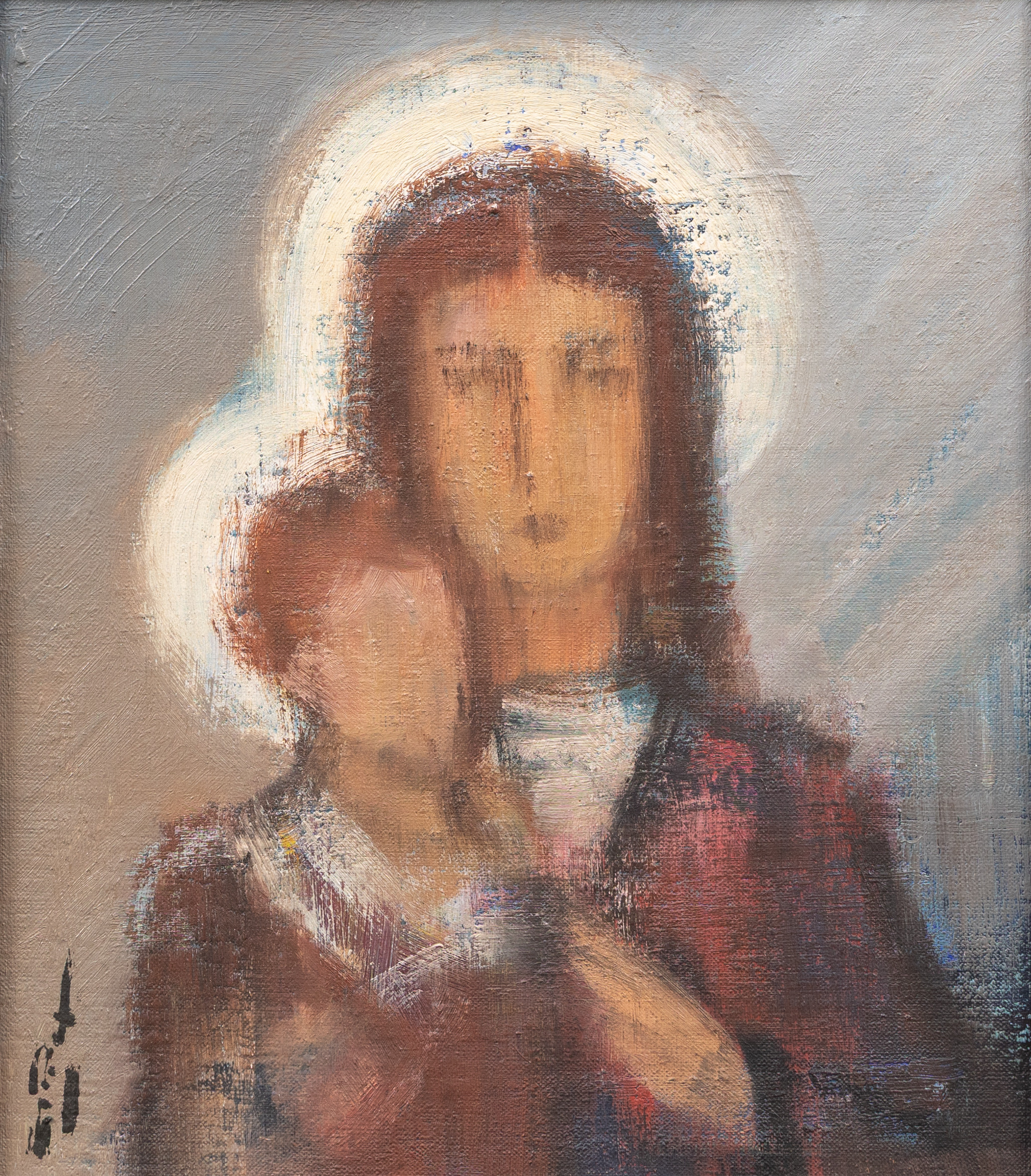 GÖTE REX, (1902-1960). Sakralt motiv, olja på pannå, signerad.