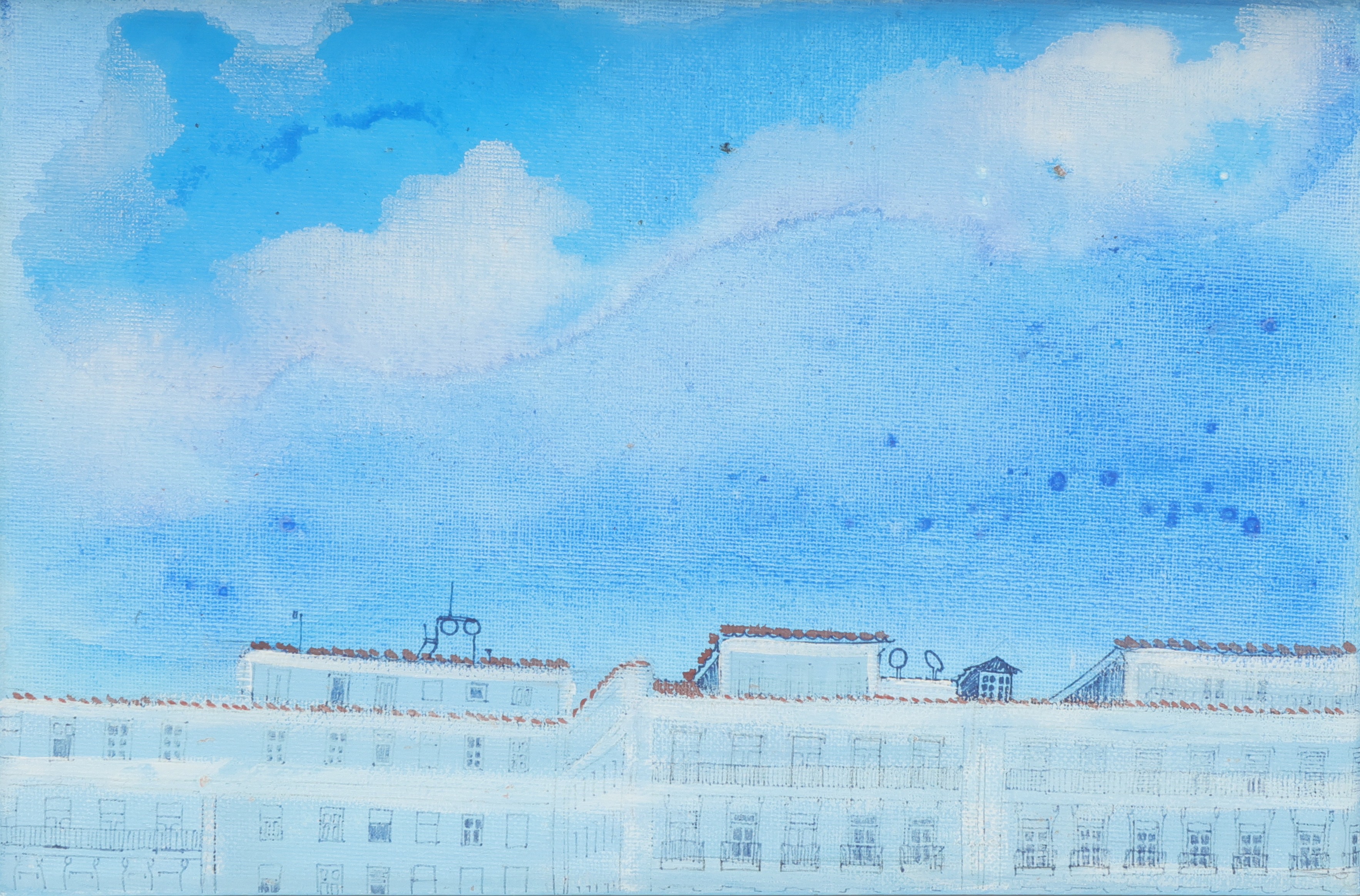 OIDENTIFIERAD KONSTNÄR. blandteknik, "Into the Blue", Alise Bersvade Riga.