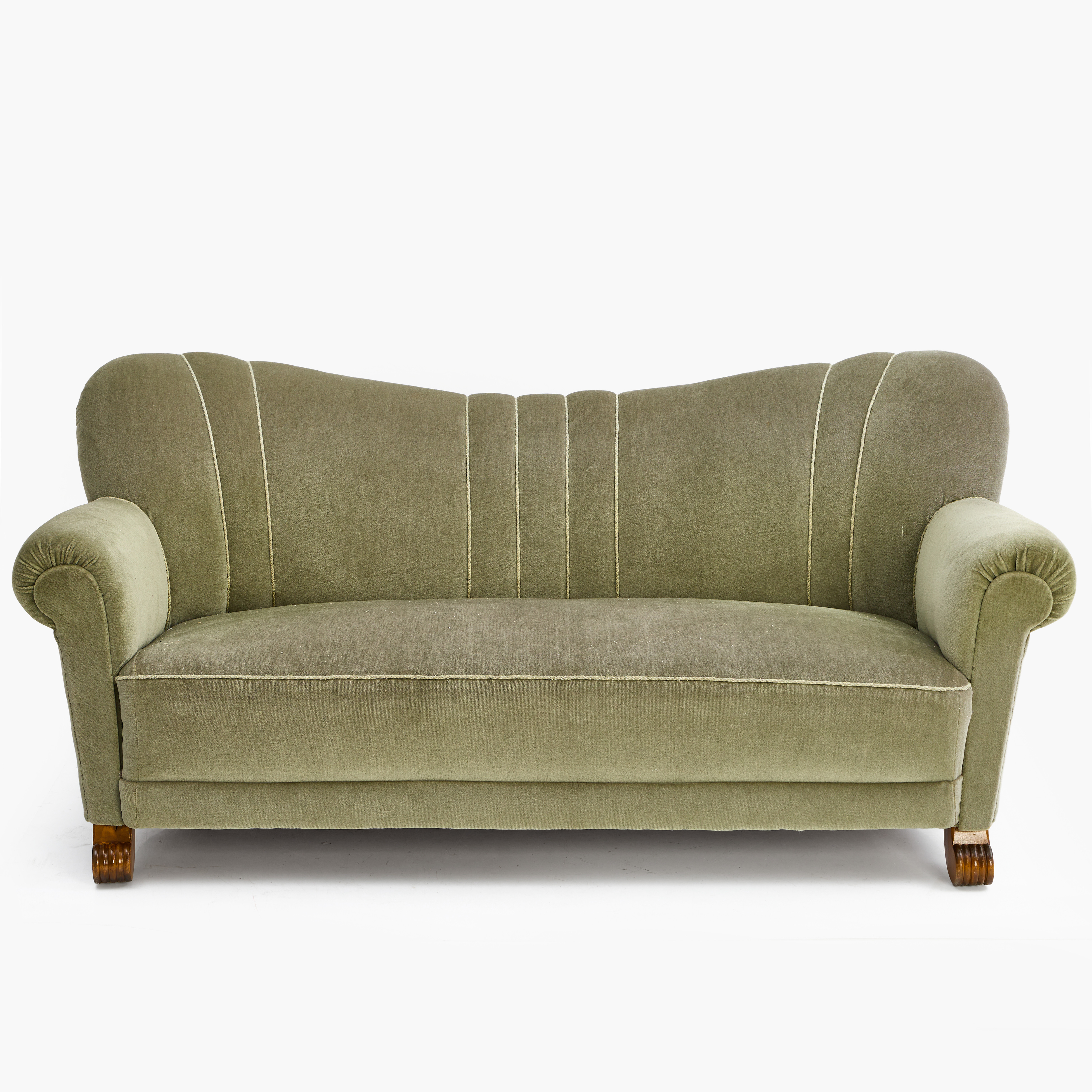 SOFFA, 1940-tal, Swedish Modern, grön klädsel i plysch.