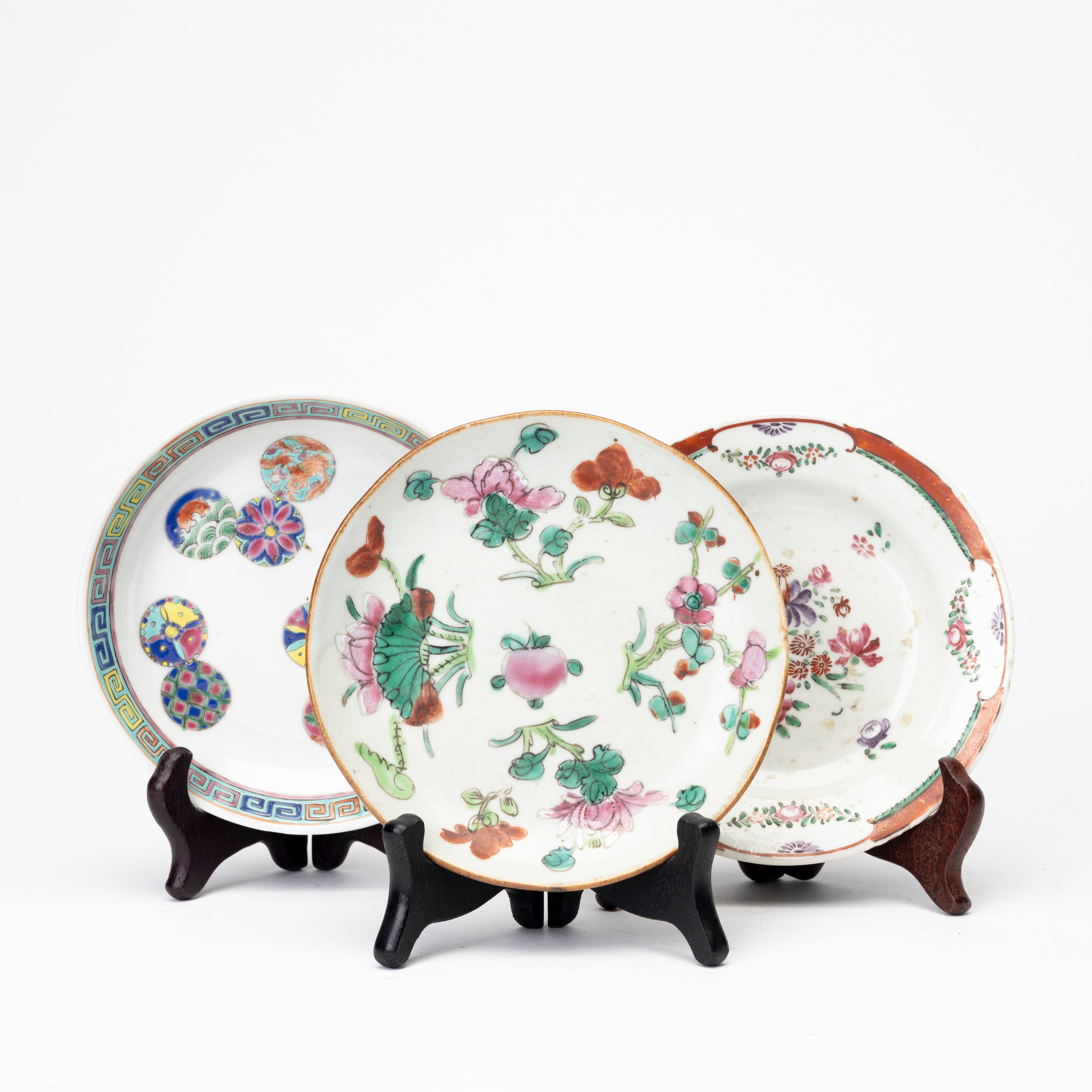 FAT, 3 st, porslin, kina, Qingdynastin, 1700/1800-tal.