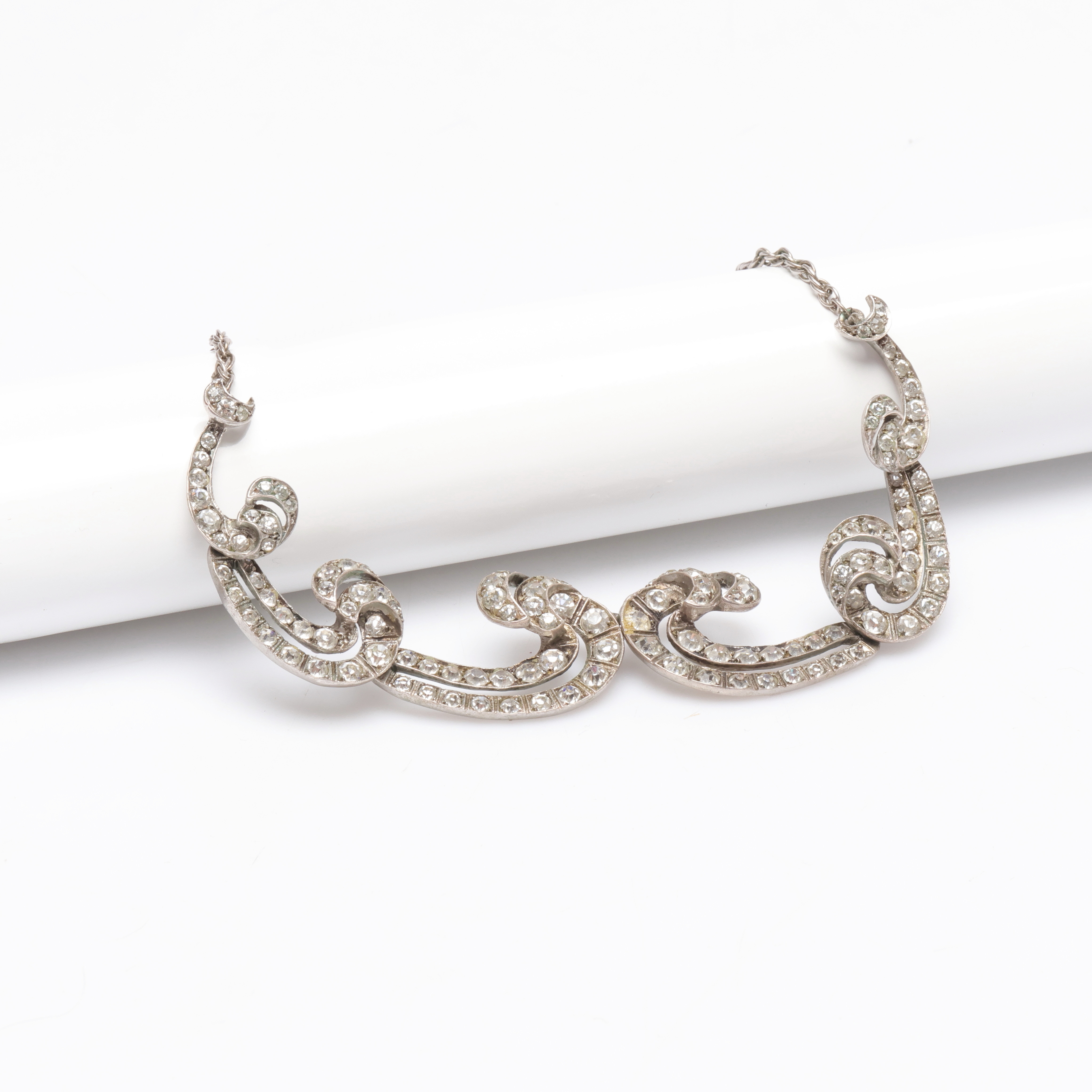 COLLIER, silver med stenar, 1930/40-tal.