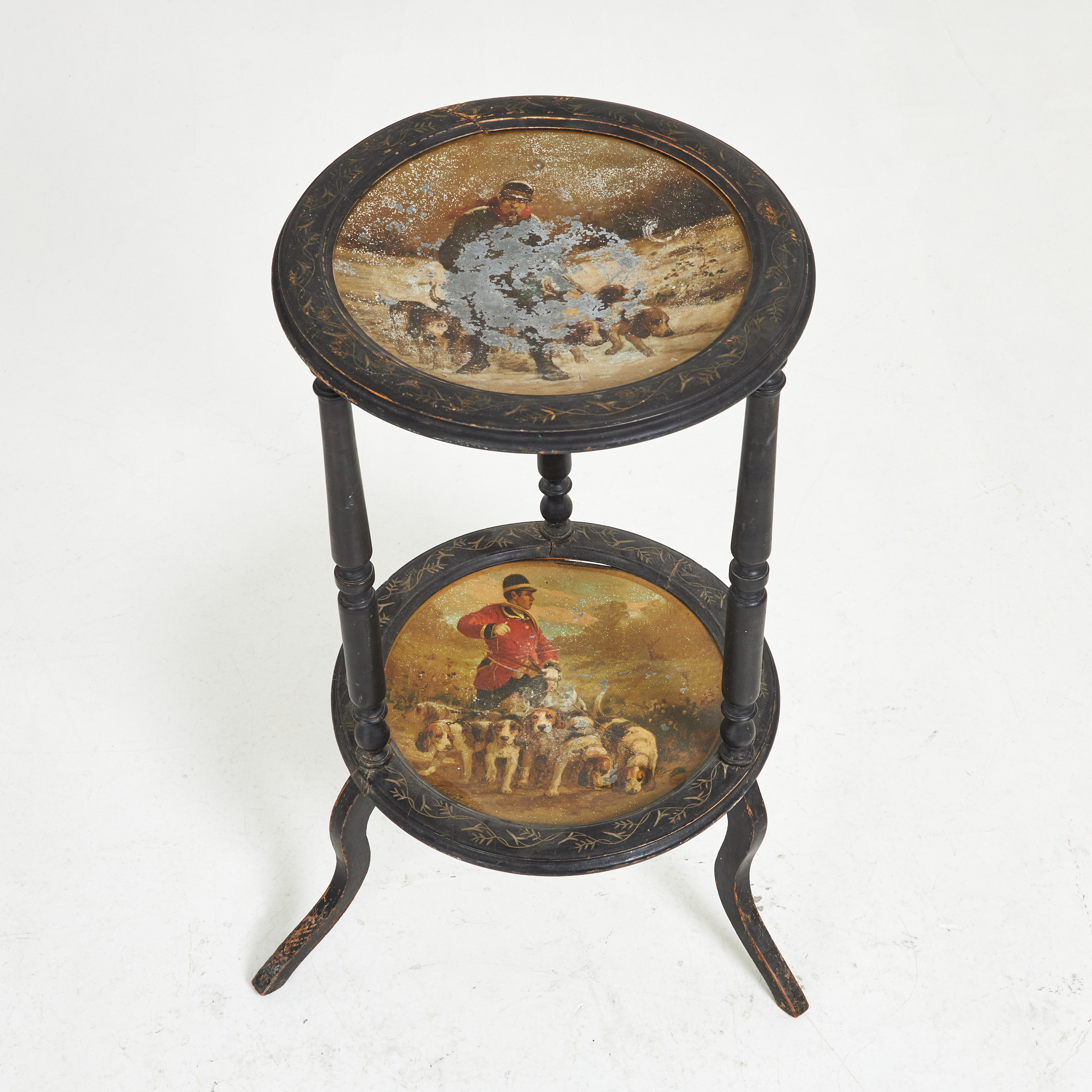 BLOMBORD, 1800-talet slut, bemålade zinkbrickor signerad Albert De Gense (1834-1903).