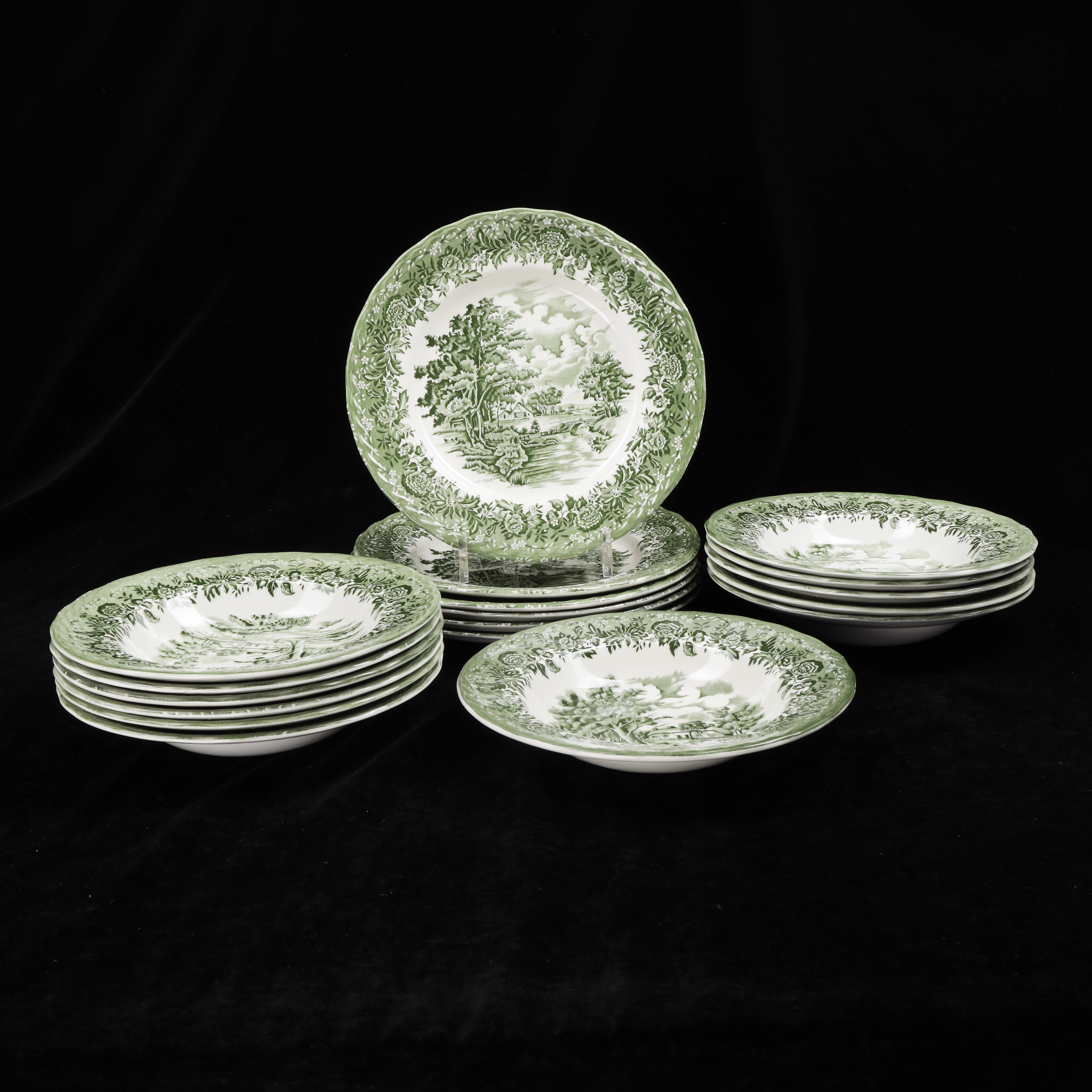 TALLRIKAR, 18 st, "Country Style", Grindley & Co, Staffordshire, England, 1900-talets andra hälft.