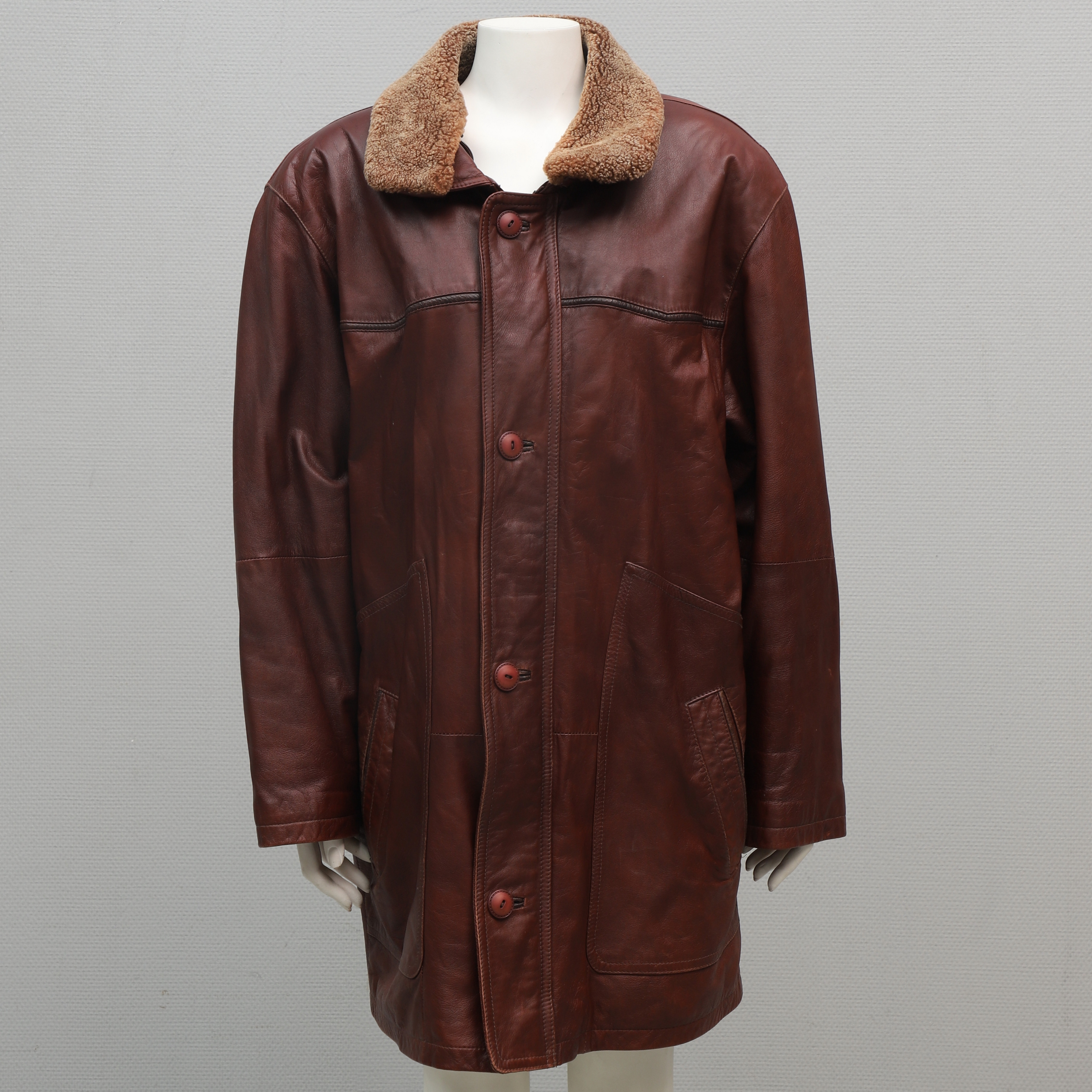 JACKA, skinn, Mokka-Nappa, Finland, storleksmärkt 50.