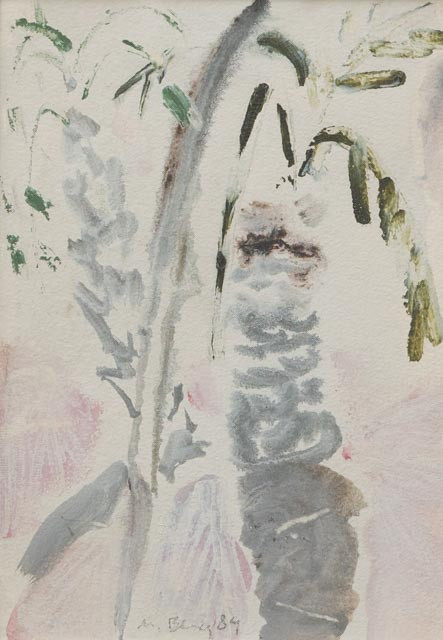 MAGNUS BERG. Palmlund, Amorges, Grekland, akvarell, signerad och daterad -84.