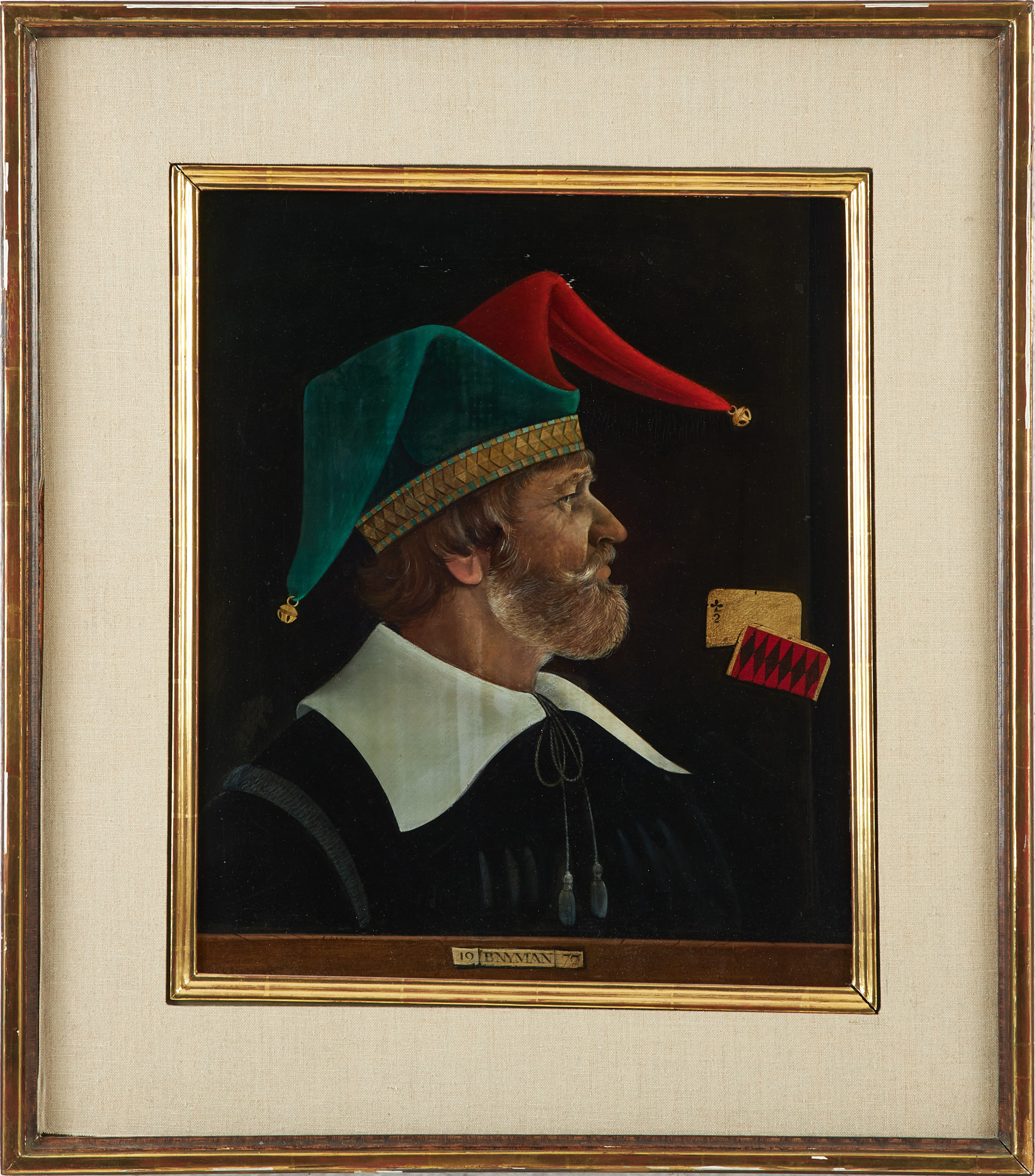 BJÖRN NYMAN. "Narr", olja på pannå, signerad och daterad 1977.