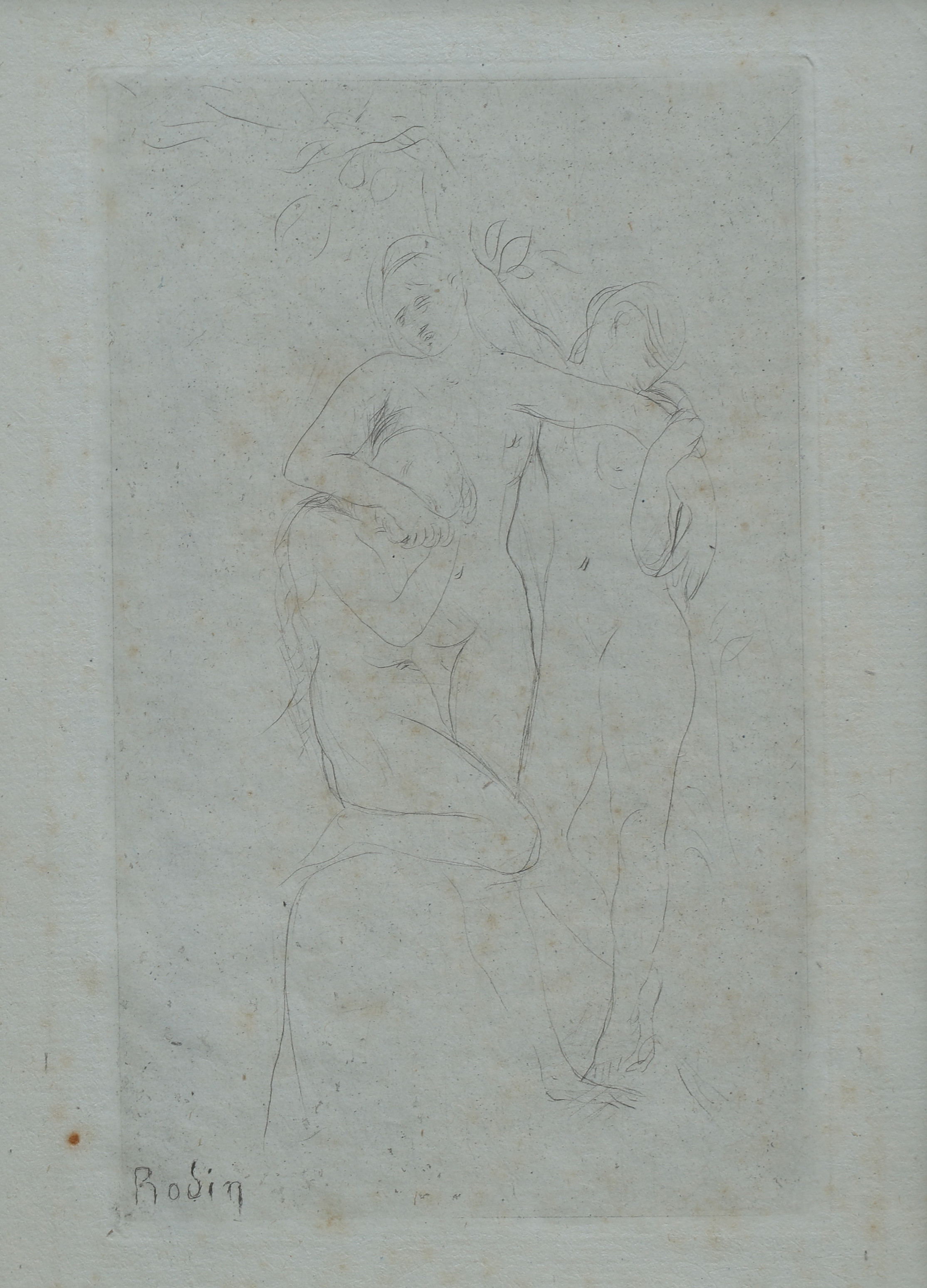 AUGUSTE RODIN 1840-1917. TORRNÅLSGRAVYR, "AMES DU PURGATOIRE", SIGNERAD I PLÅTEN, 1893.