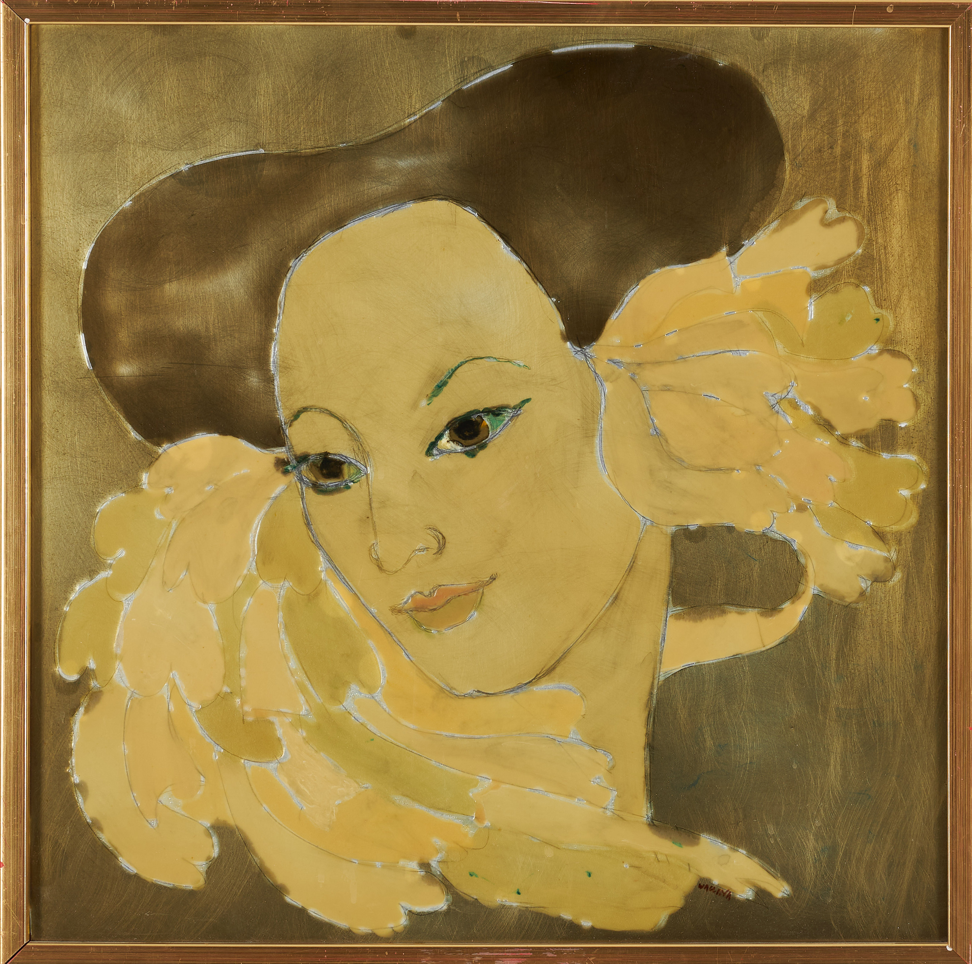 WALLINA WALLIN. "I kjesarinnans trädgård XIII", kallemalj på aluminium, signerad Wallina.