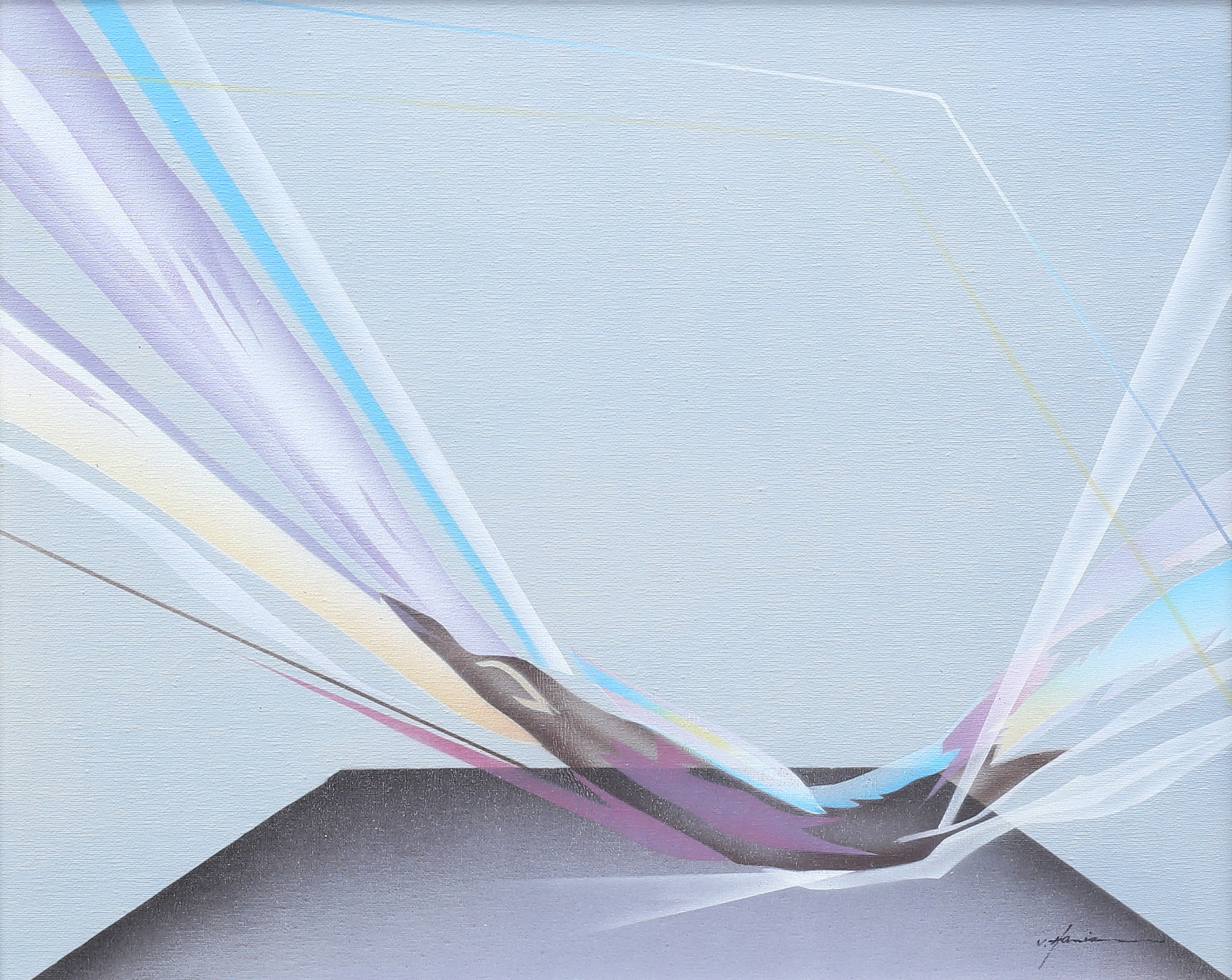 OIDENTIFIERAD KONSTNÄR. Komposition. Olja på duk, otydligt signerad.