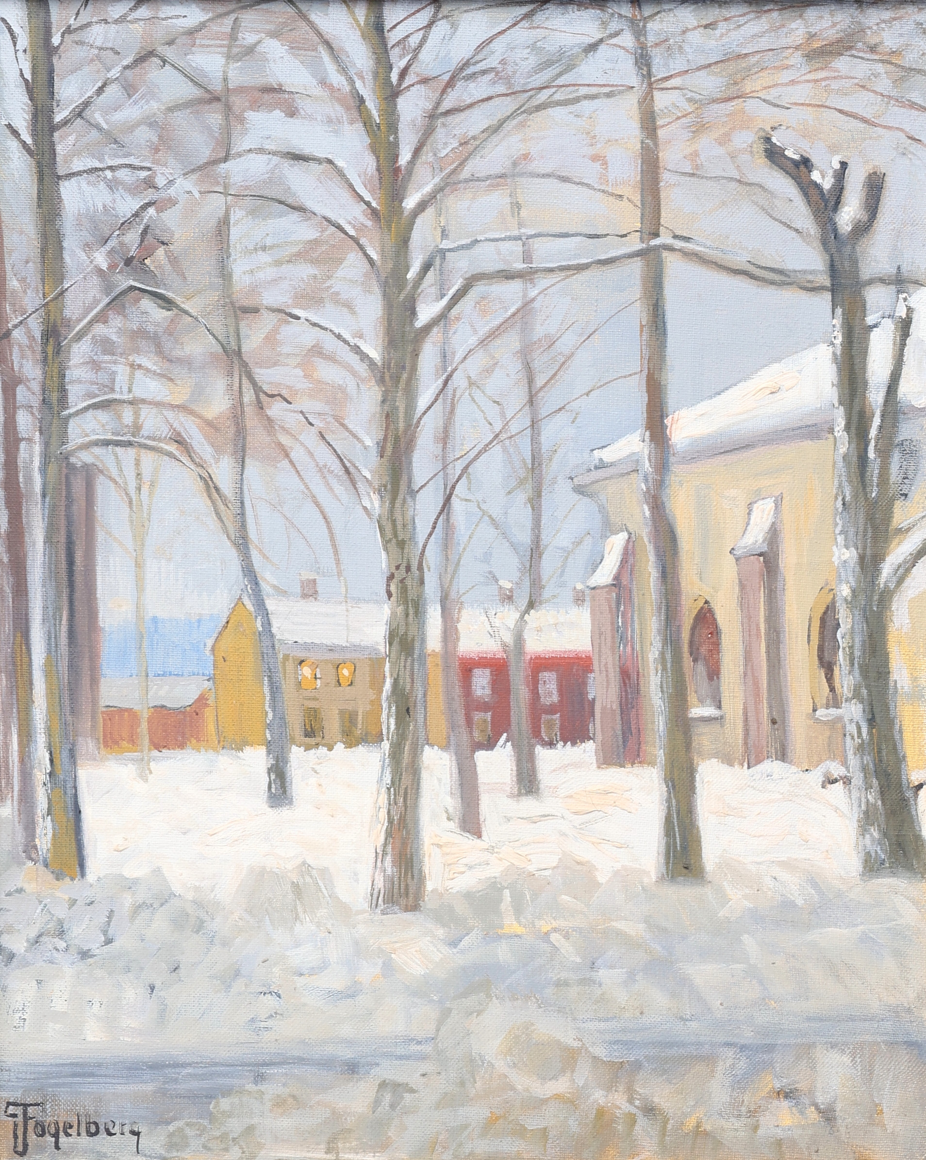 GUSTAV FOGELBERG. Olja på duk, motiv från Jönköping, signerad.