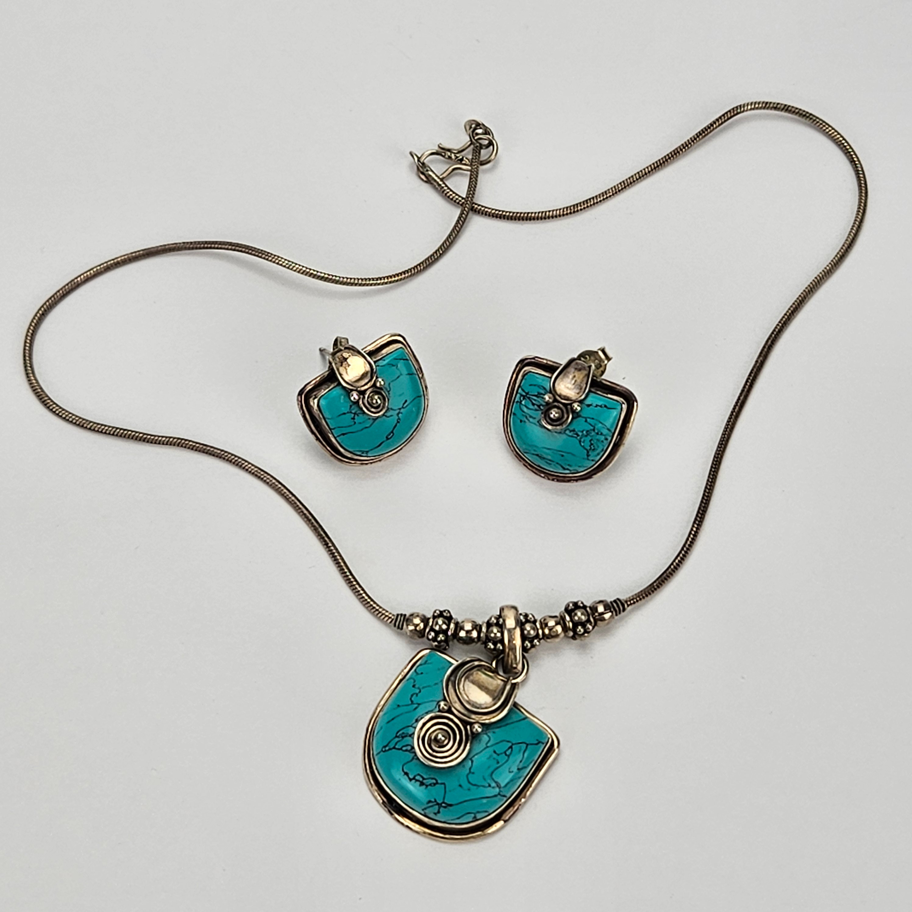 SET, 2 delar, silver och turkoser, Narayan Jewellers, Bagalore.