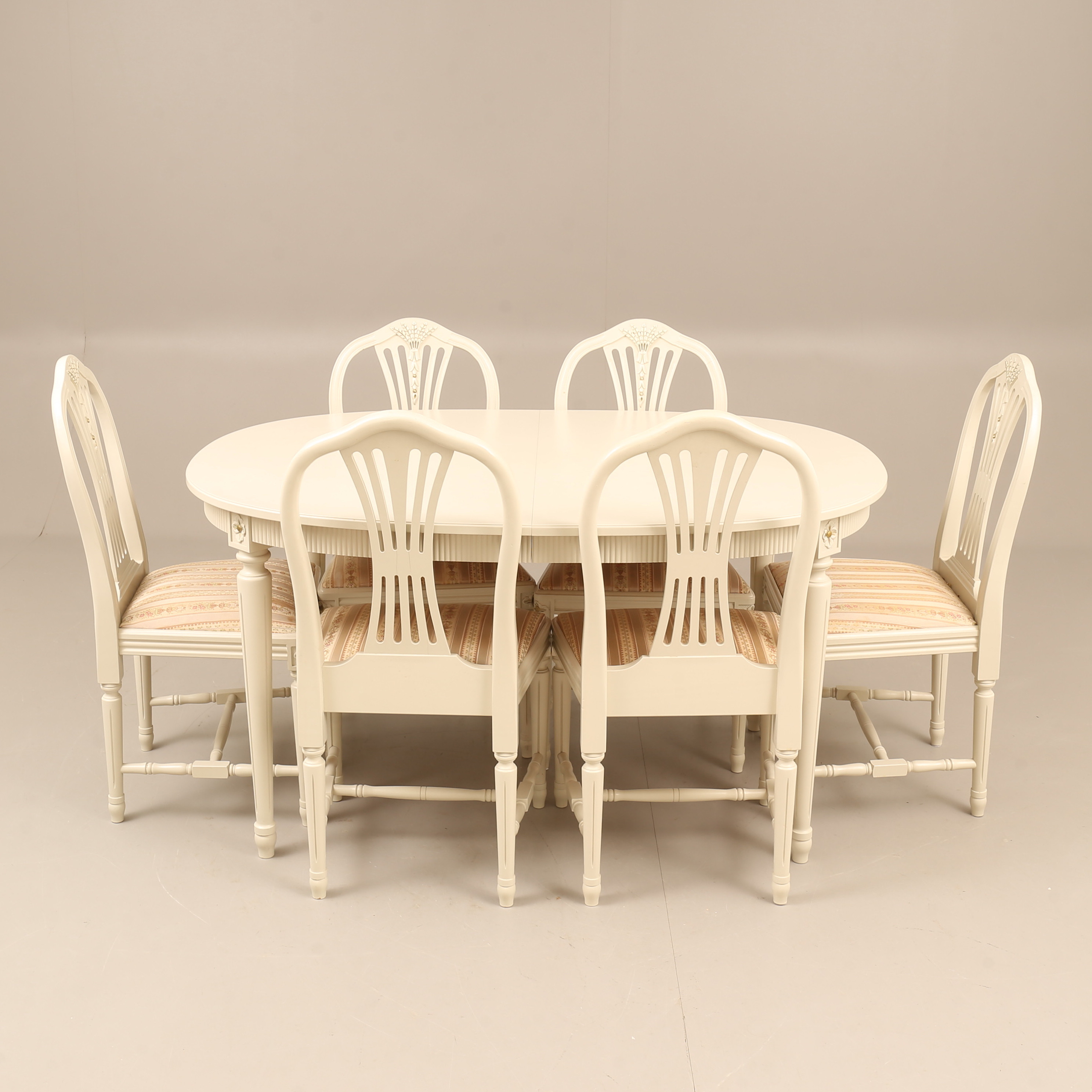 MATBORD, 6 stolar, gustaviansk stil, 1900-talets andra hälft.