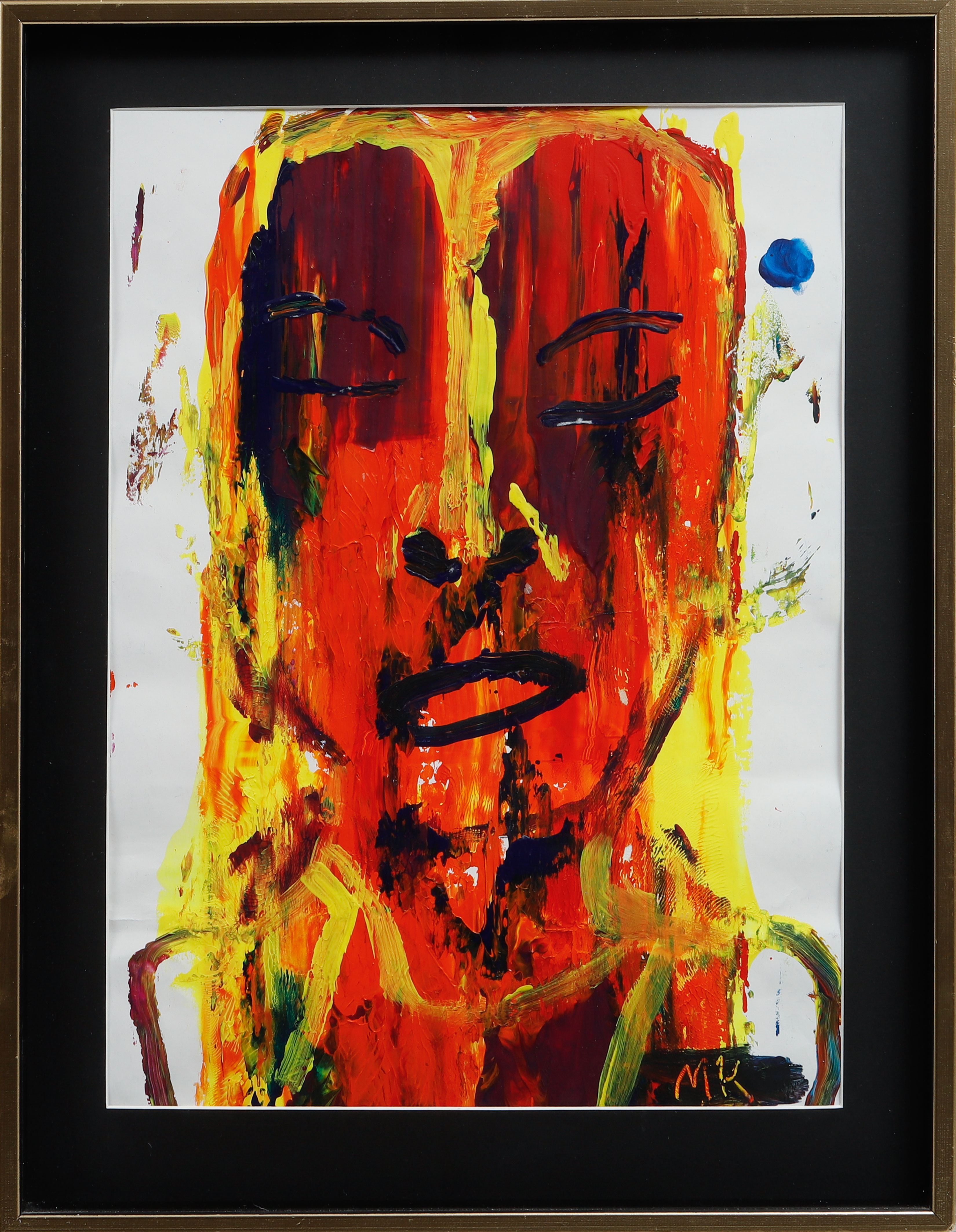 MAURITZ KARSTRÖM. Figur, akryl på papper, monogramsignering.