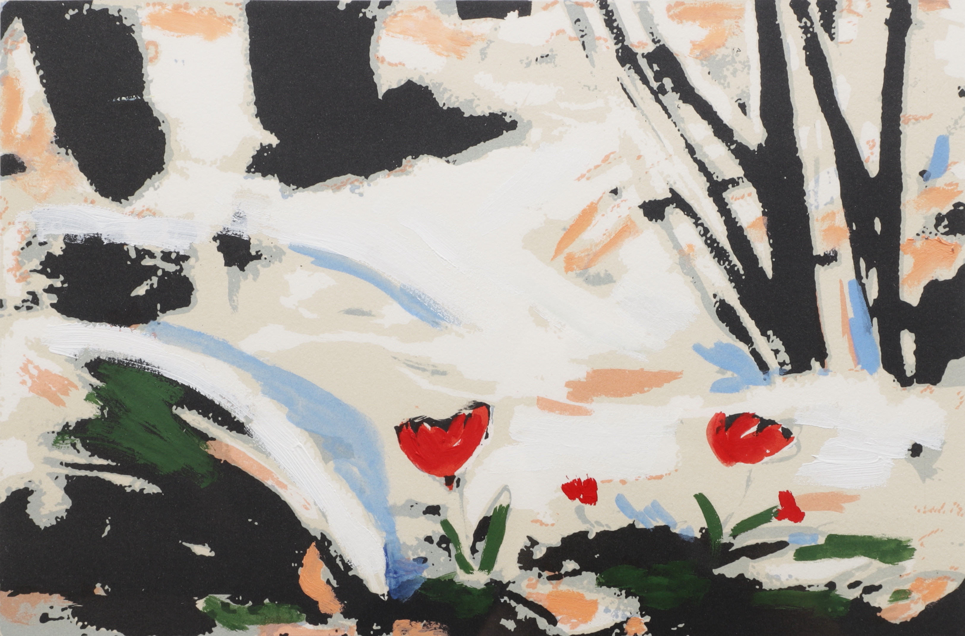 MARIKA af TROLLE, "Vår", handkolorerad lito, signerad, numrerad 11/50 och daterad -91.